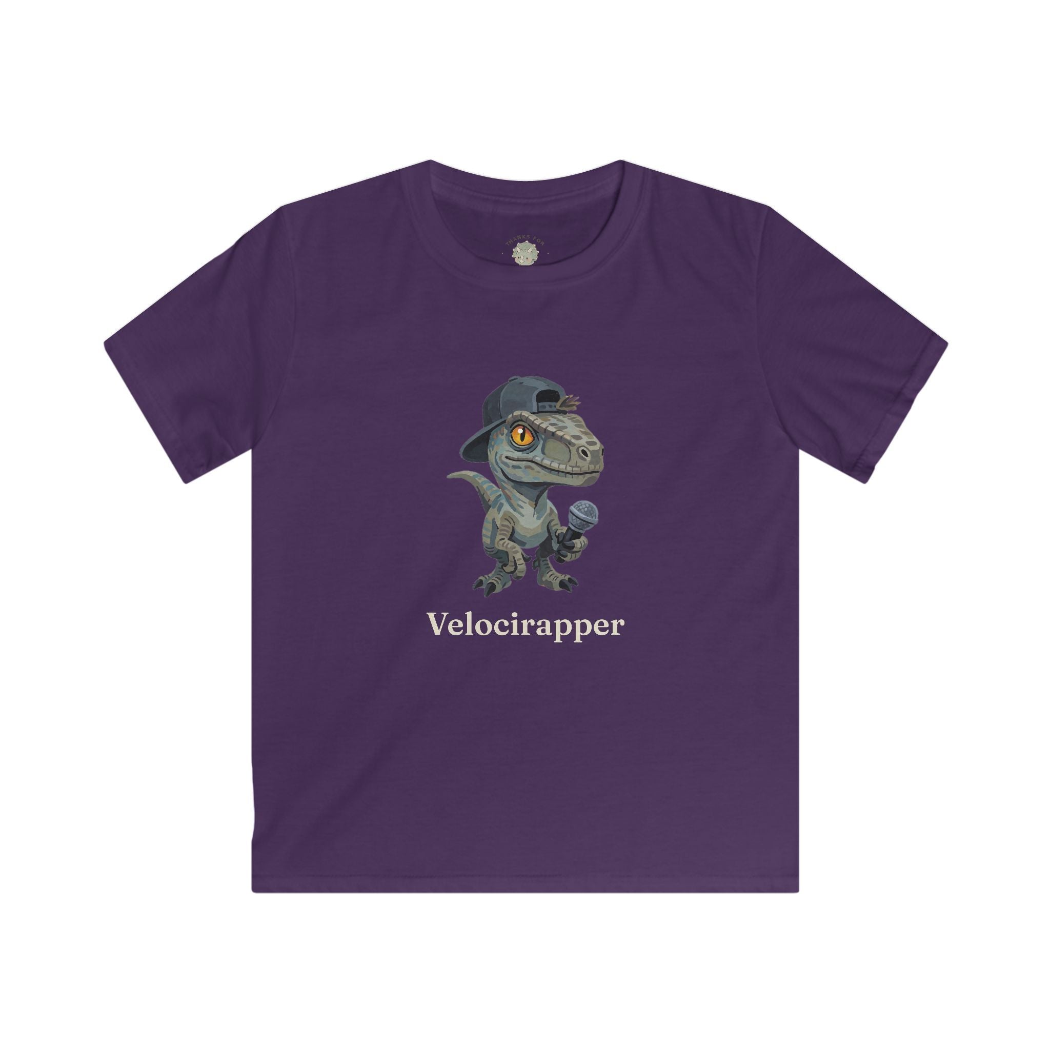 Kids Velocirapper T-Shirt — Funny Rapper Raptor Dinosaur Graphic Tee