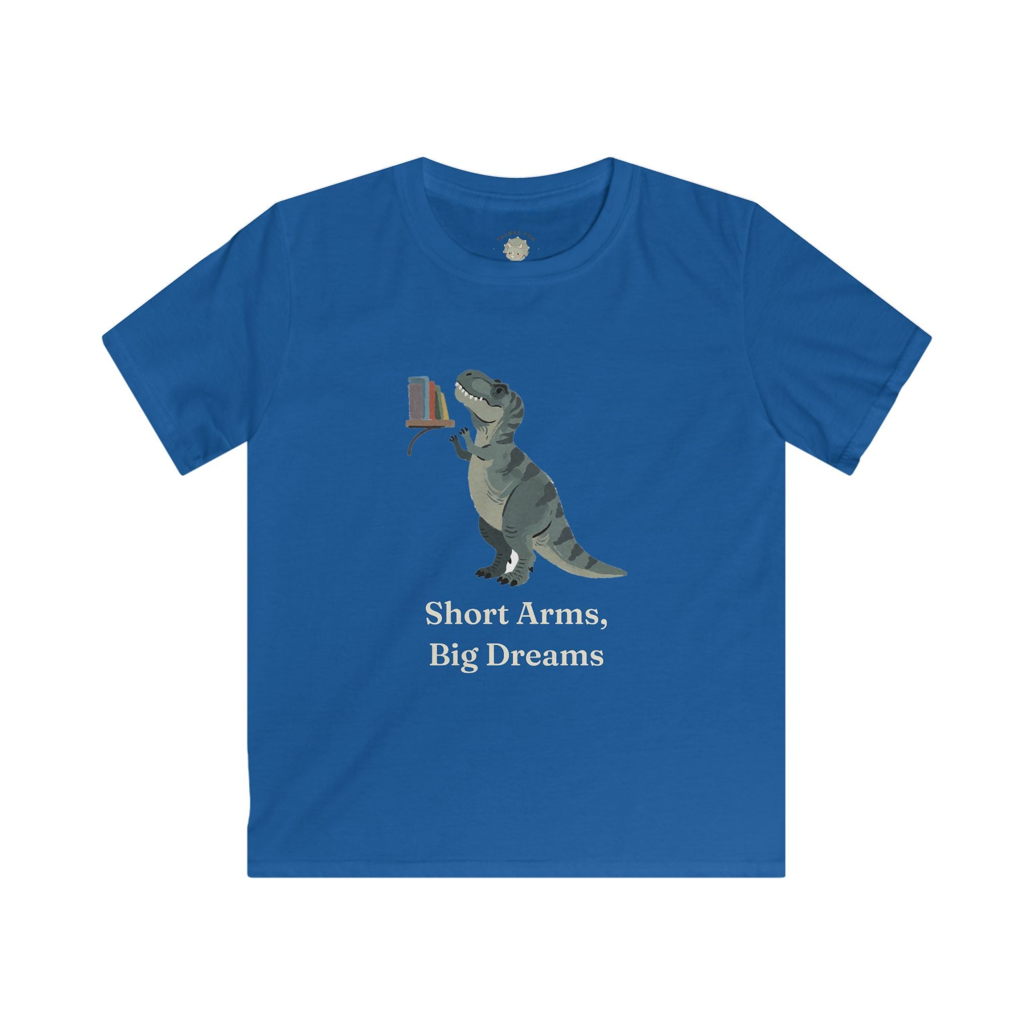 Kids Short Arms, Big Dreams T-Shirt — Funny Motivational T-Rex Graphic Tee