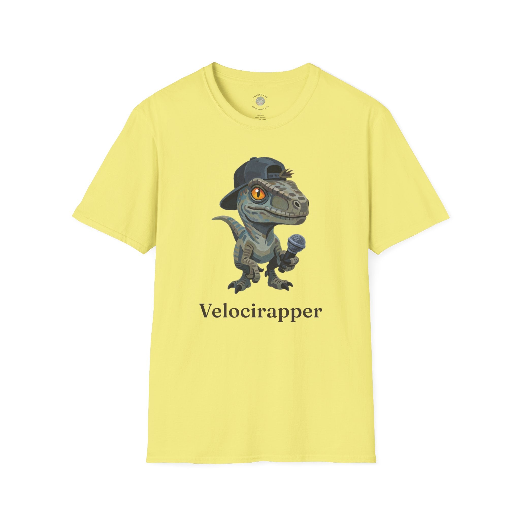 Velocirapper T-Shirt — Funny Rapper Raptor Dinosaur Graphic Tee