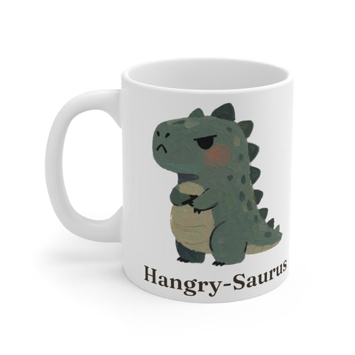 Hangry-Saurus Mug — Funny Hungry Grumpy Dinosaur Ceramic Mug