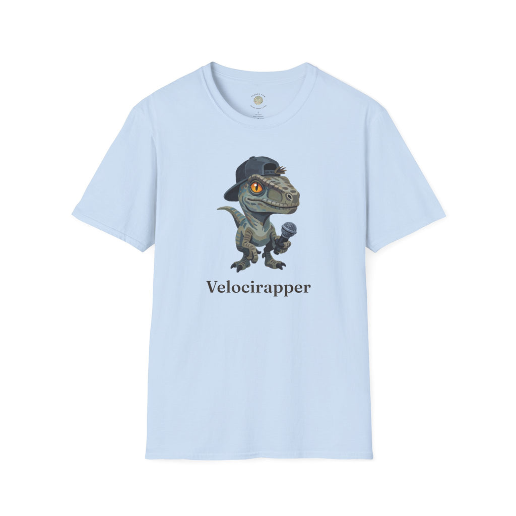 Velocirapper T-Shirt — Funny Rapper Raptor Dinosaur Graphic Tee