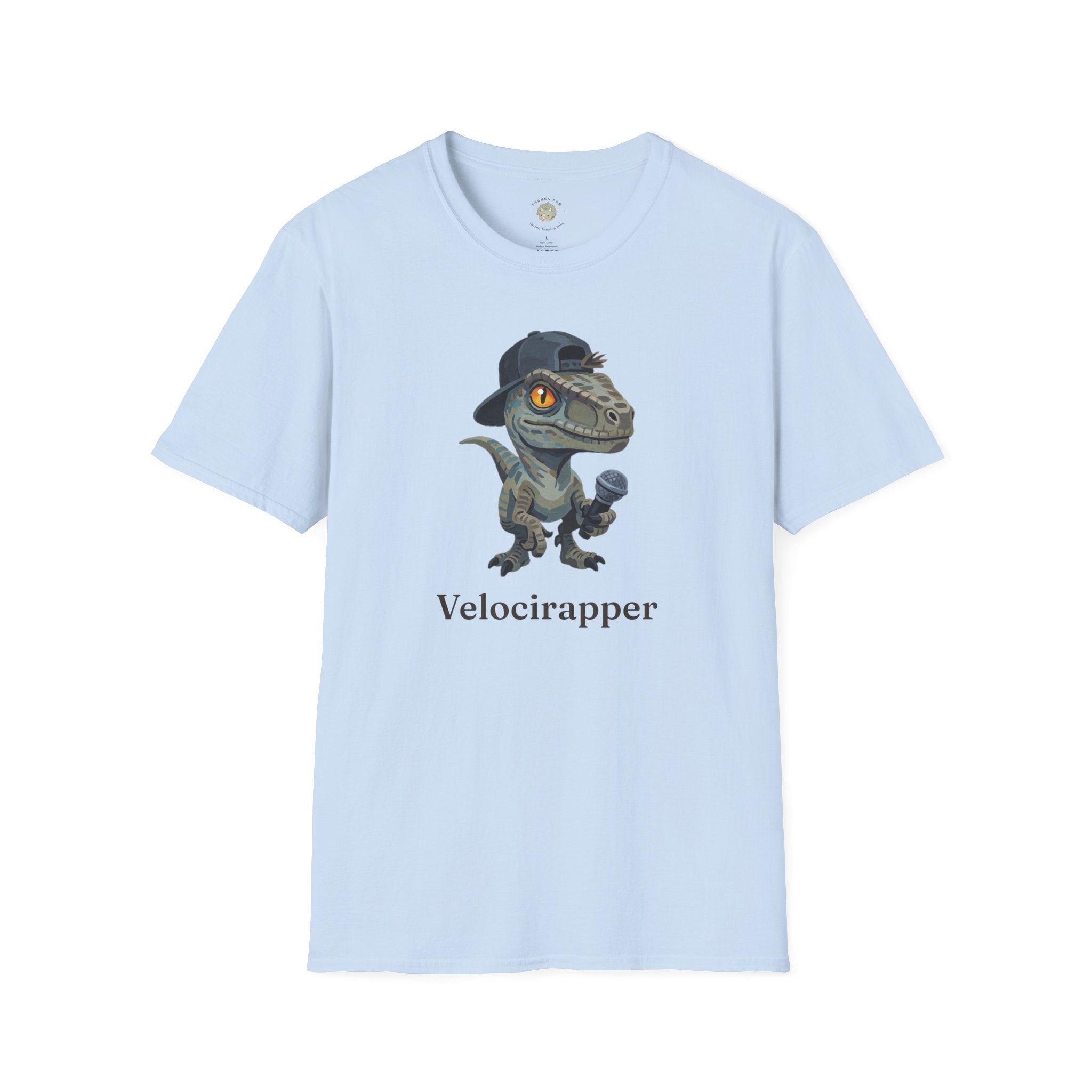 Velocirapper T-Shirt — Funny Rapper Raptor Dinosaur Graphic Tee