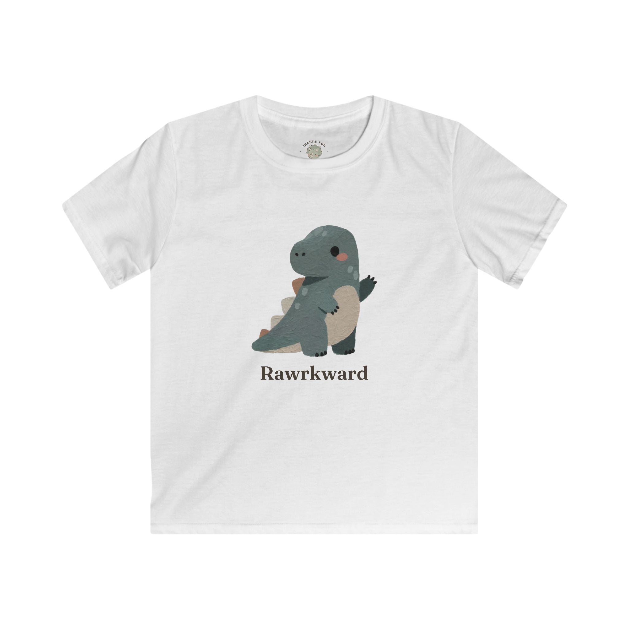 Kids Rawrkward T-Shirt — Funny Awkward Shy Dinosaur Graphic Tee