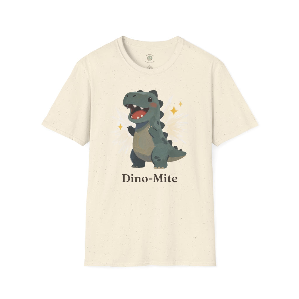 Dino-Mite T-Shirt — Cute Cheerful Dinosaur Pun Graphic Tee