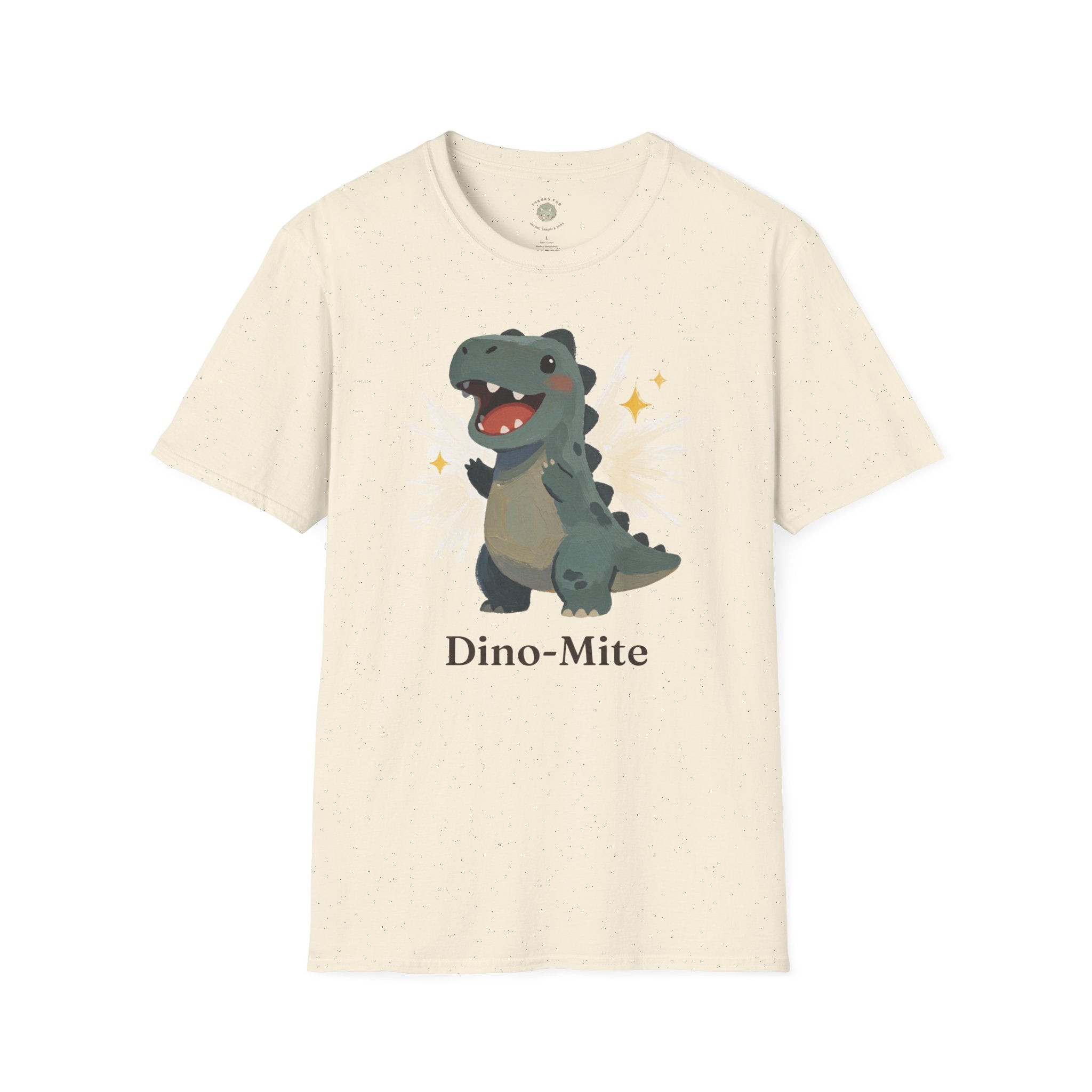 Dino-Mite T-Shirt — Cute Cheerful Dinosaur Pun Graphic Tee