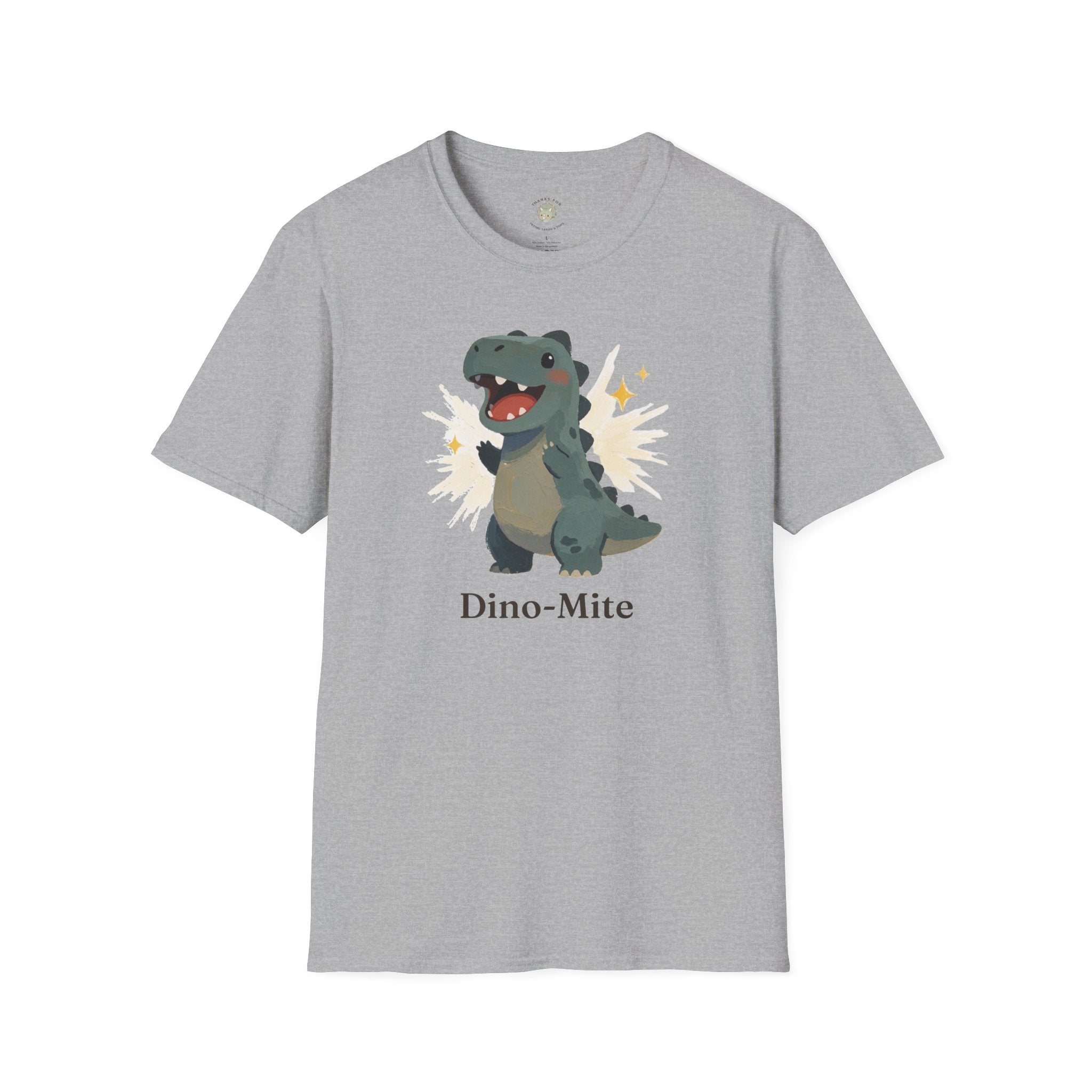 Dino-Mite T-Shirt — Cute Cheerful Dinosaur Pun Graphic Tee