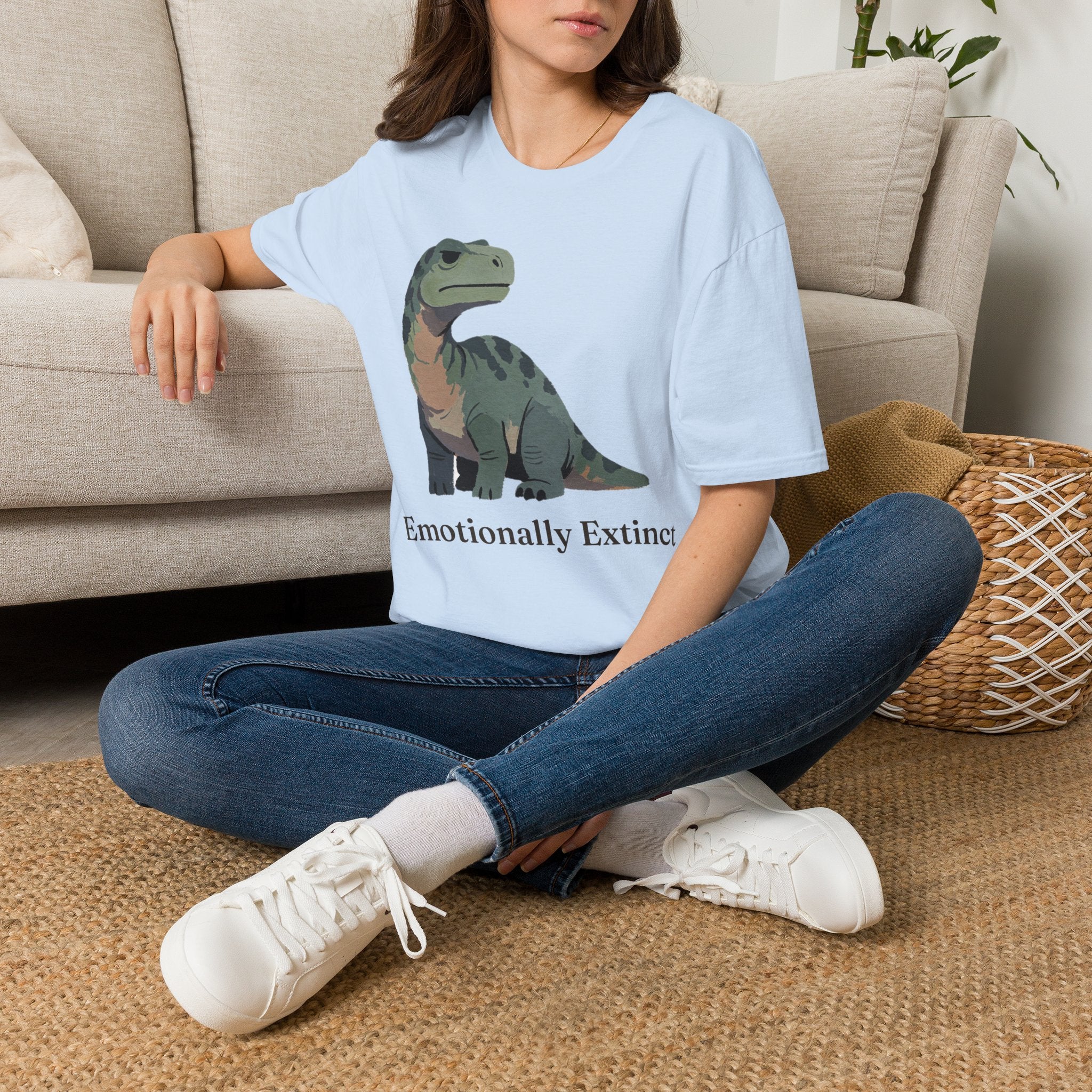 Emotionally Extinct T-Shirt — Funny Deadpan Dinosaur Graphic Tee