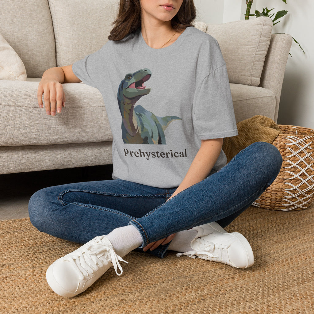 Prehysterical T-Shirt — Funny Laughing Dinosaur Pun Graphic Tee