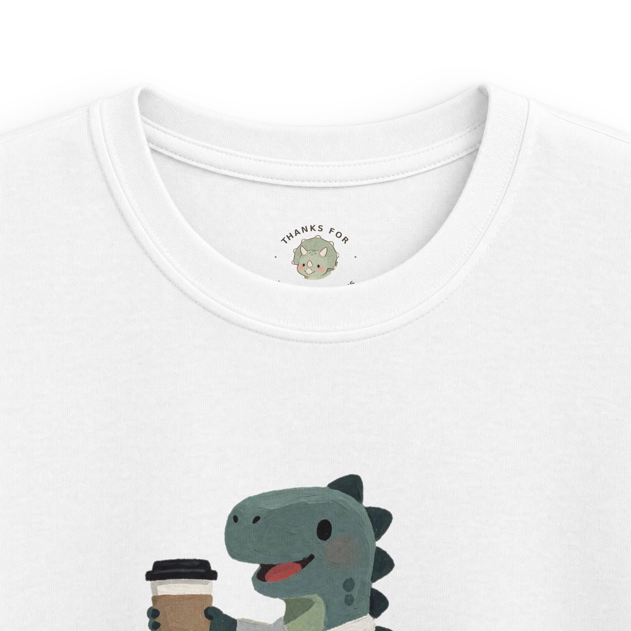 Kids Rawr-ista T-Shirt — Funny Coffee Dinosaur Barista Graphic Tee