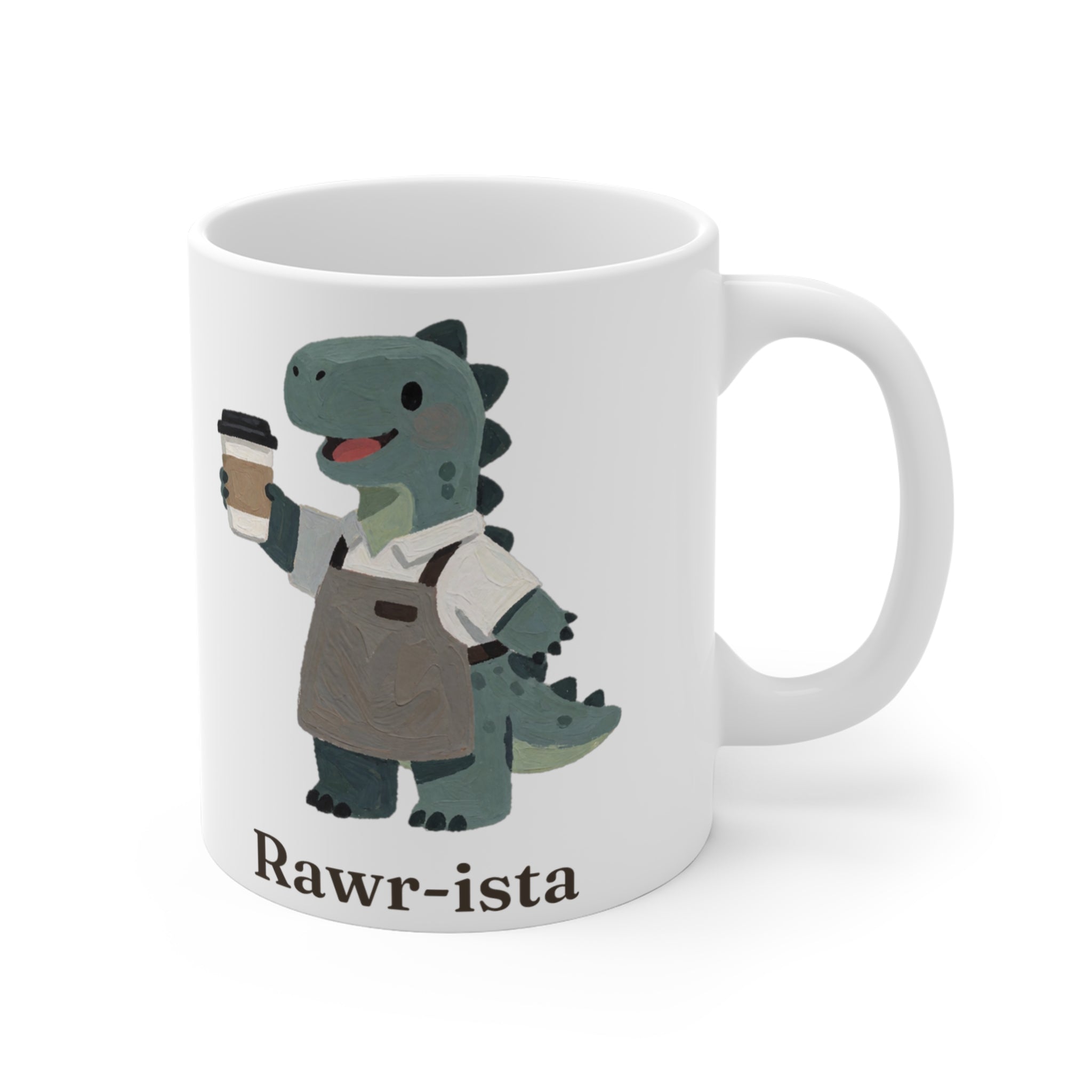 Rawr-ista Mug — Funny Coffee Dinosaur Barista Ceramic Mug