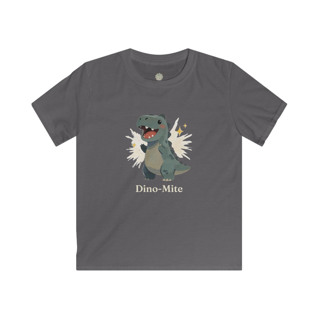 Kids Dino-Mite T-Shirt — Cute Cheerful Dinosaur Pun Graphic Tee