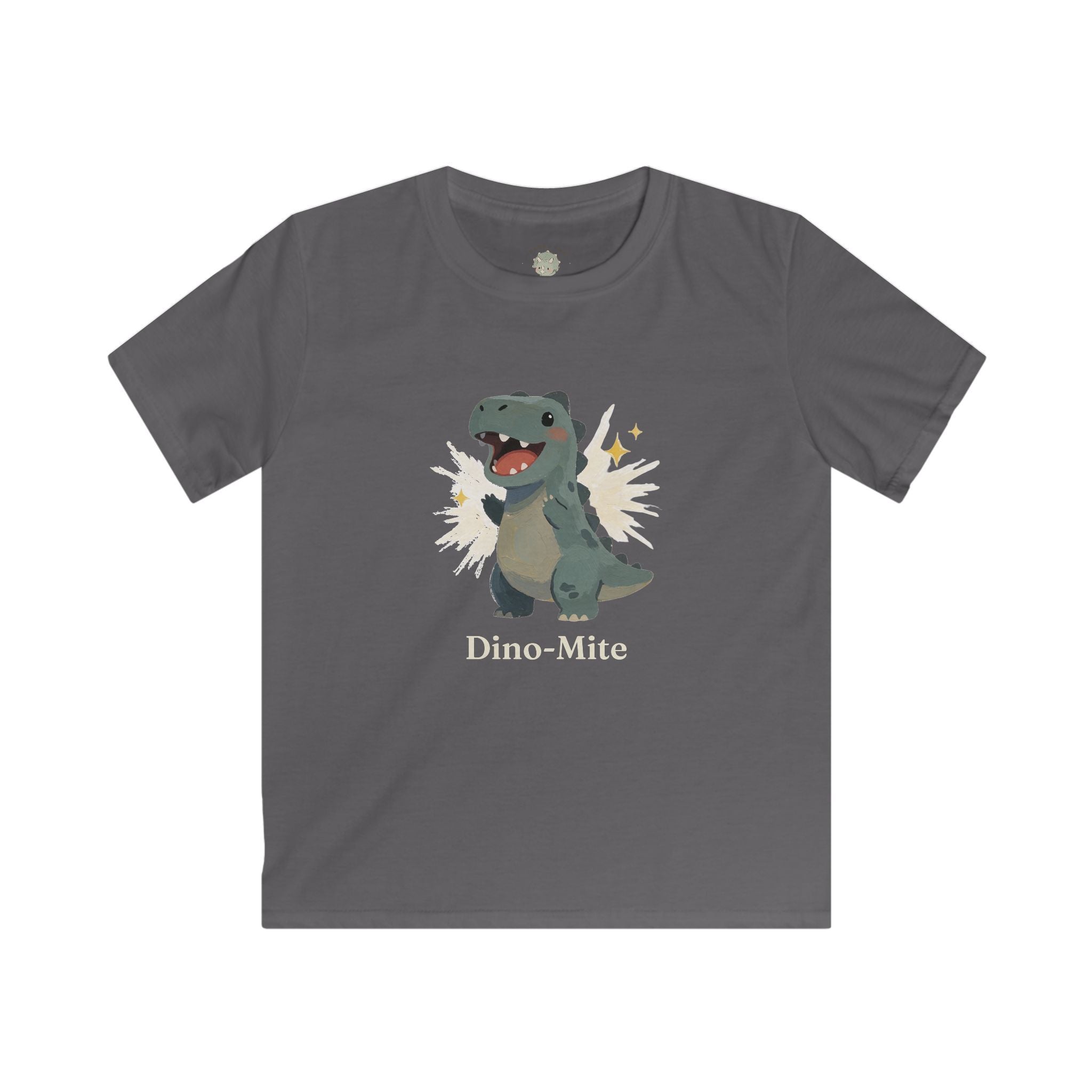 Kids Dino-Mite T-Shirt — Cute Cheerful Dinosaur Pun Graphic Tee