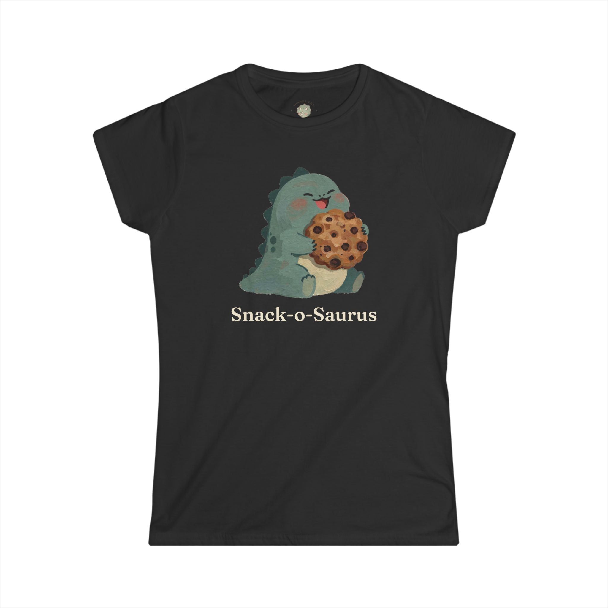Women's Snack-o-Saurus T-Shirt — Cute Cookie Dinosaur Snack Graphic Tee