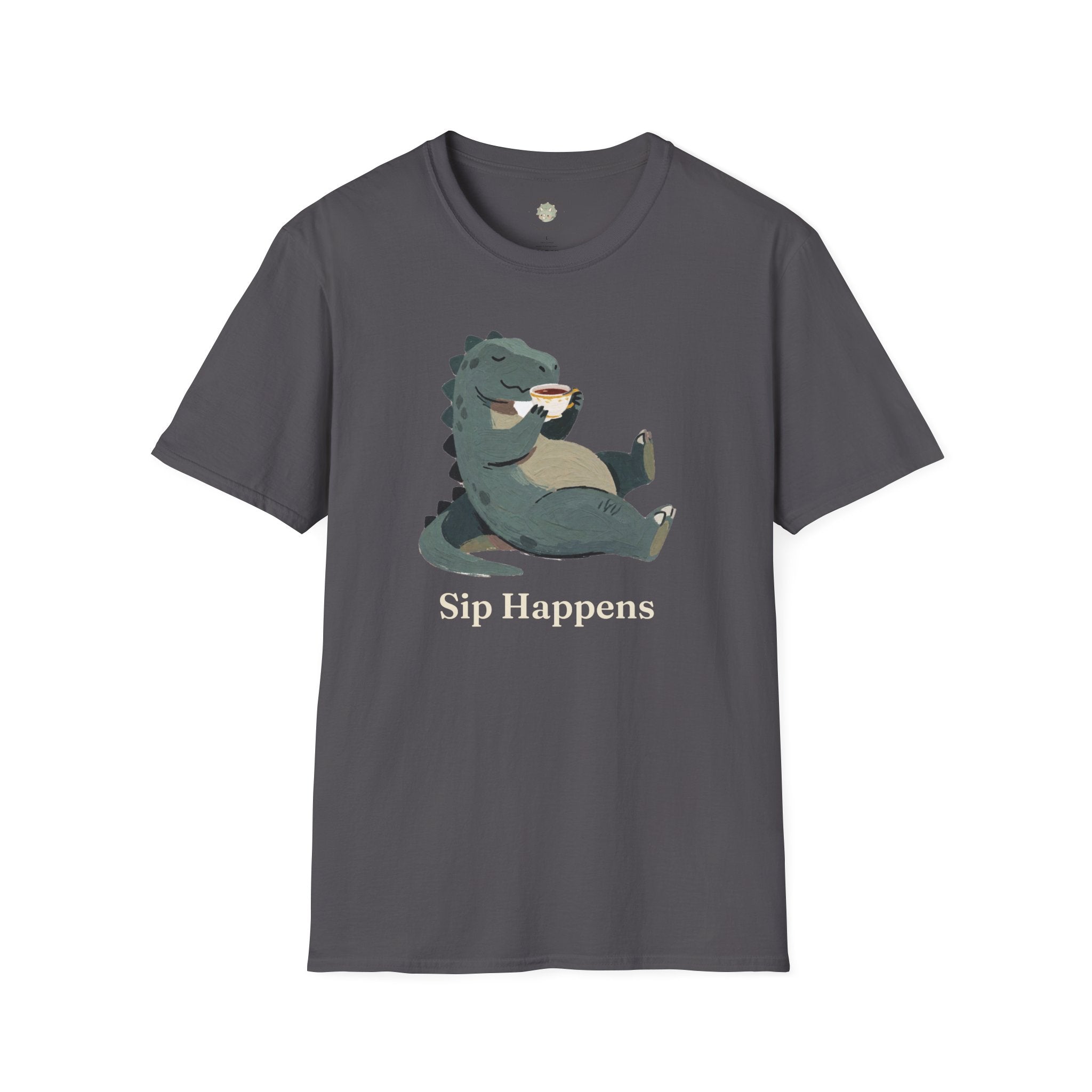Sip Happens T-Shirt — Funny Dinosaur Coffee Tea Graphic Tee