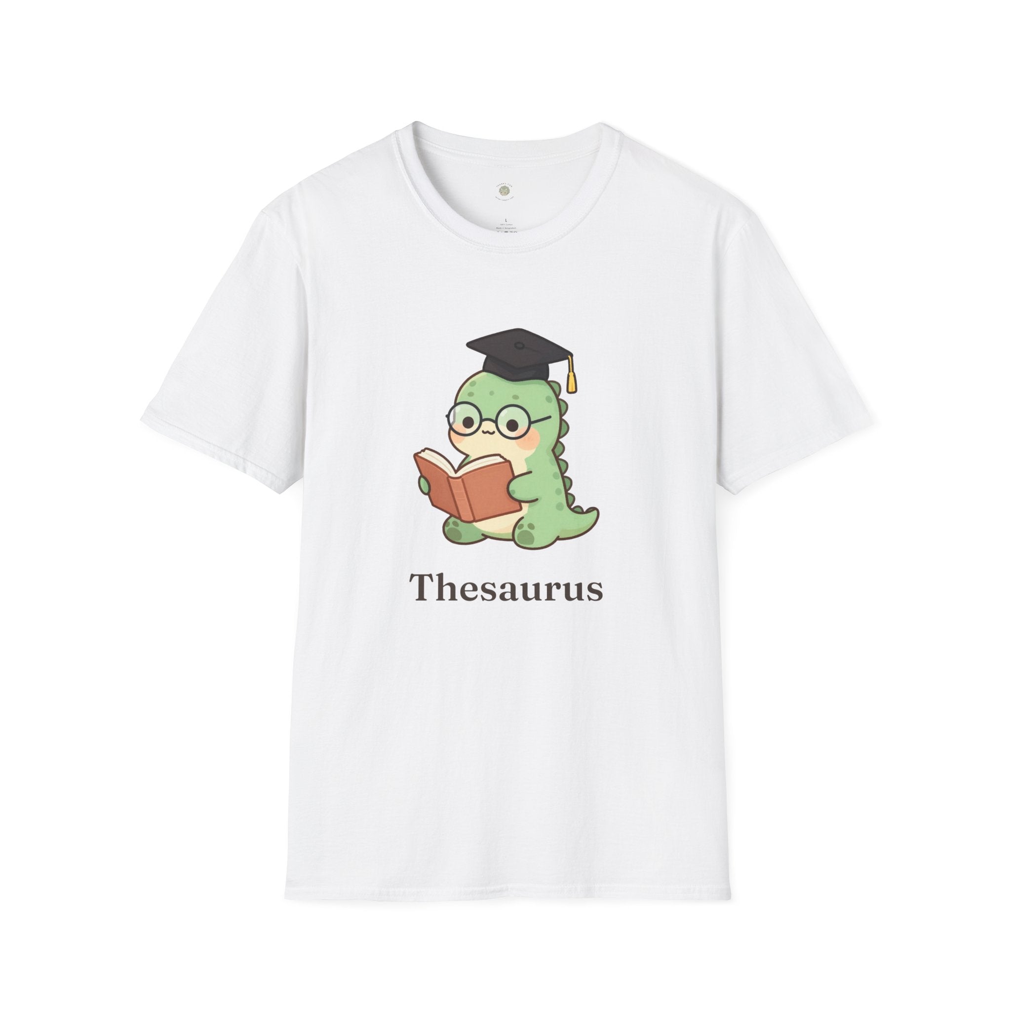 Thesaurus T-Shirt — Cute Word Nerd Dinosaur Grammar Pun Graphic Tee