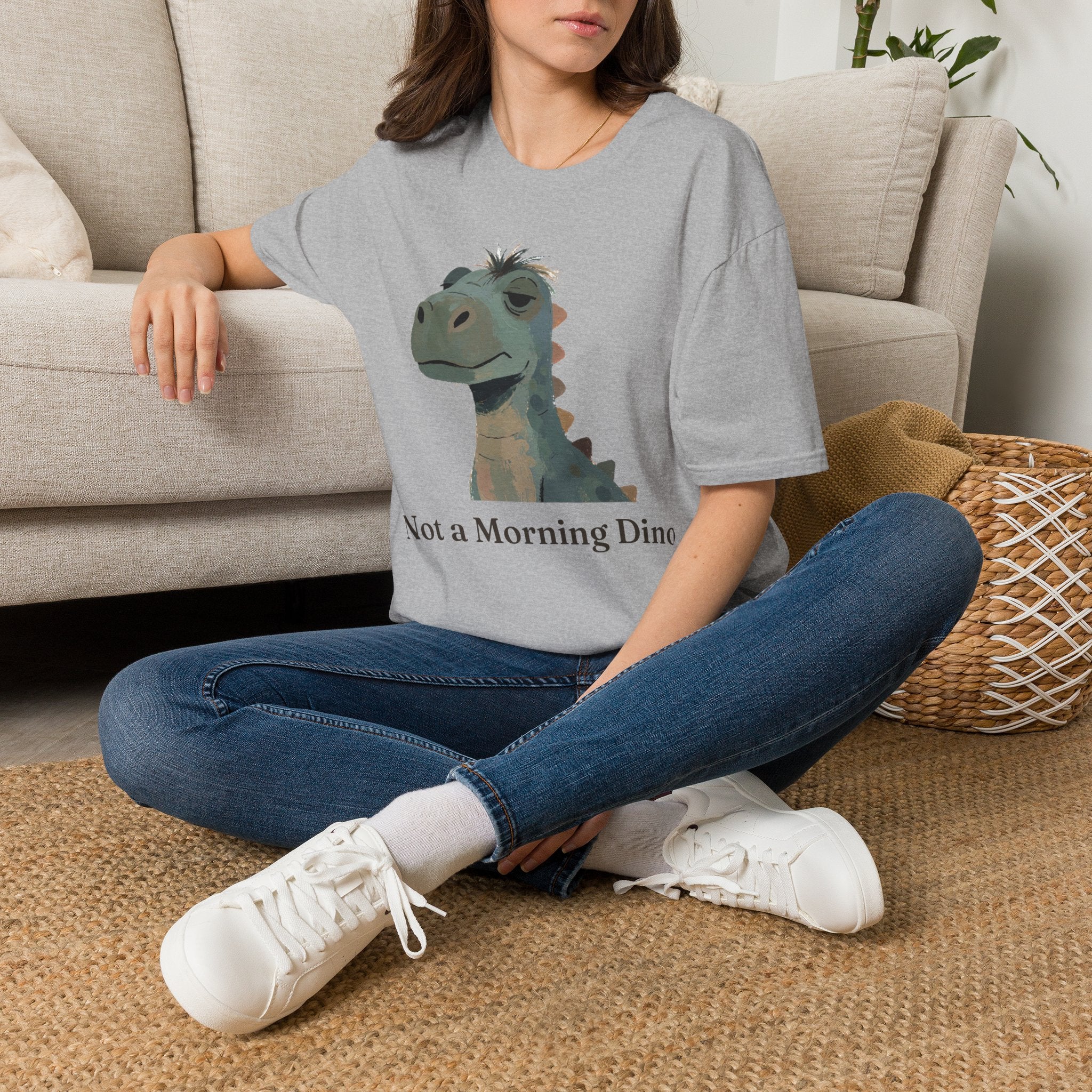 Not a Morning Dino T-Shirt — Funny Sleepy Dinosaur Graphic Tee