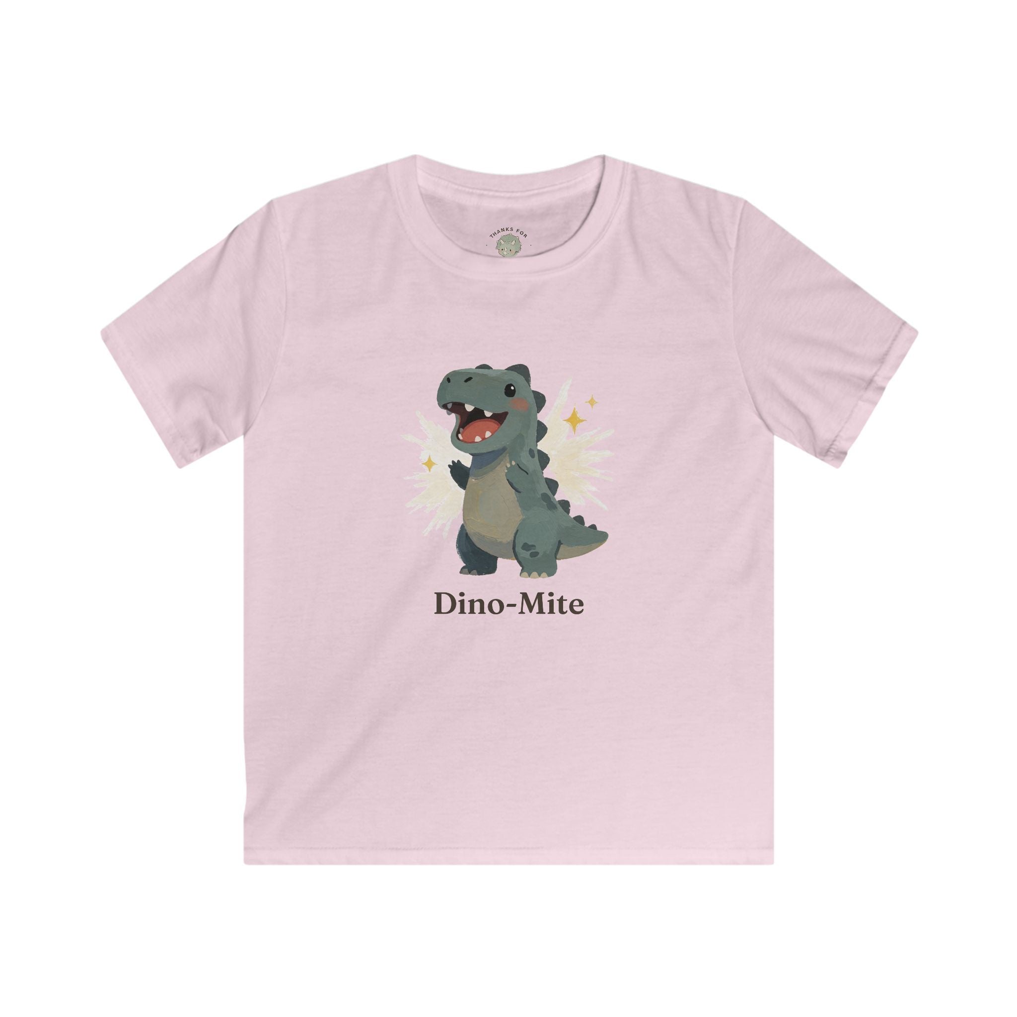Kids Dino-Mite T-Shirt — Cute Cheerful Dinosaur Pun Graphic Tee