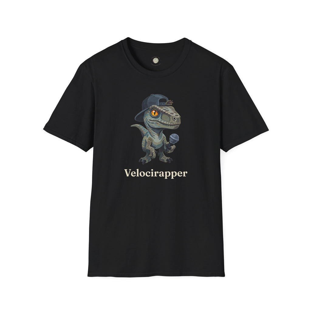 Velocirapper T-Shirt — Funny Rapper Raptor Dinosaur Graphic Tee