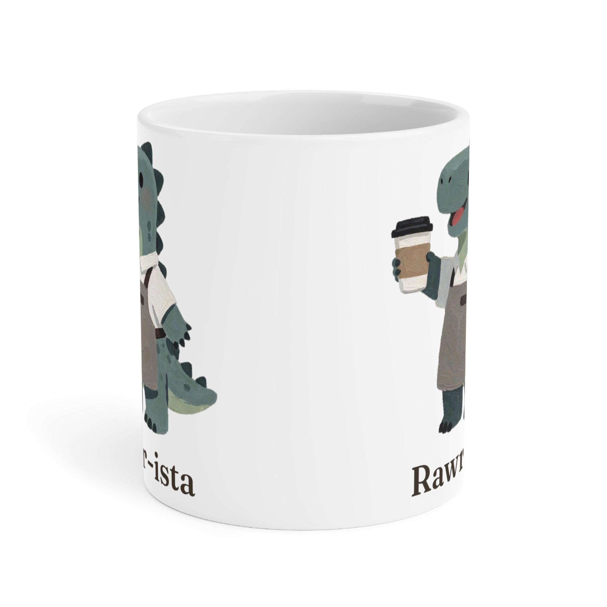 Rawr-ista Mug — Funny Coffee Dinosaur Barista Ceramic Mug
