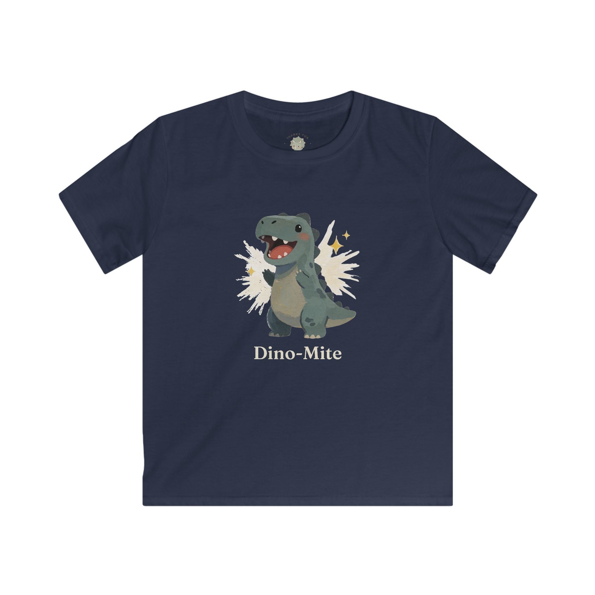 Kids Dino-Mite T-Shirt — Cute Cheerful Dinosaur Pun Graphic Tee