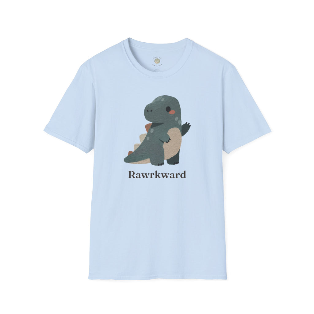 Rawrkward T-Shirt — Funny Awkward Shy Dinosaur Graphic Tee