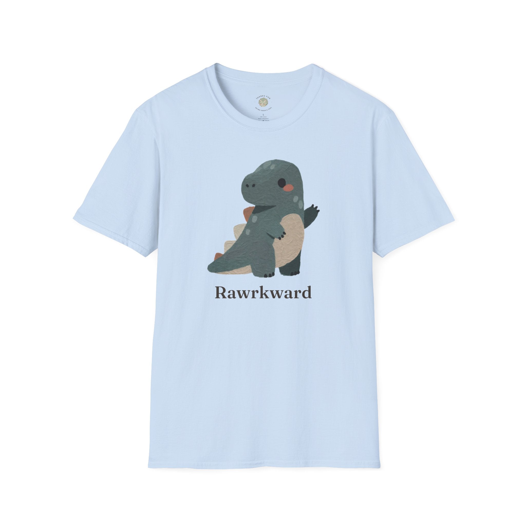 Rawrkward T-Shirt — Funny Awkward Shy Dinosaur Graphic Tee
