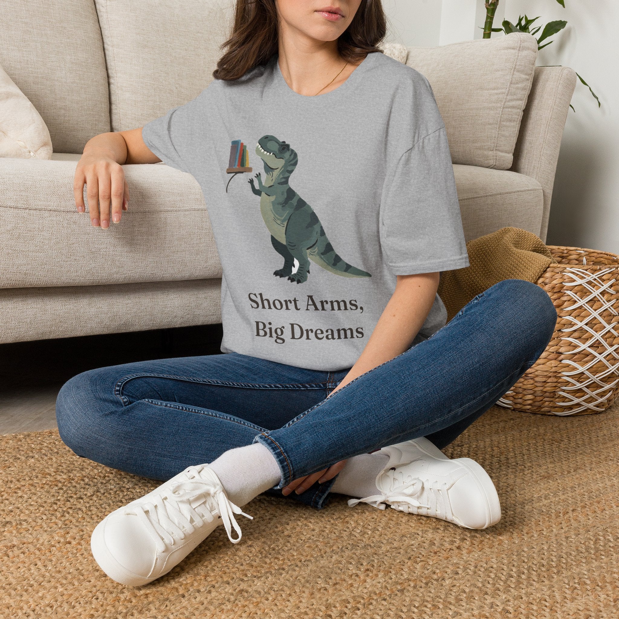 Short Arms, Big Dreams T-Shirt — Funny Motivational T-Rex Graphic Tee