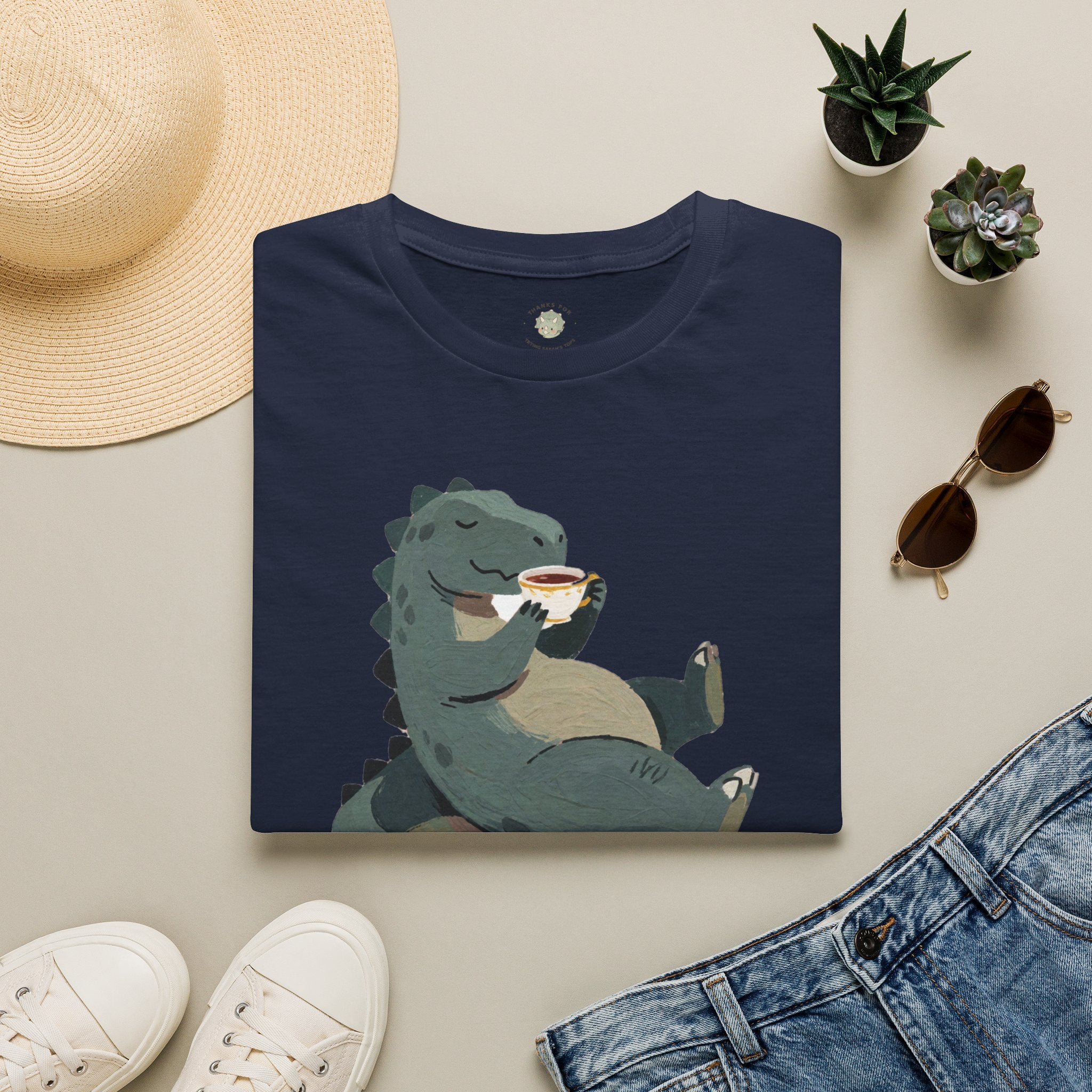 Sip Happens T-Shirt — Funny Dinosaur Coffee Tea Graphic Tee