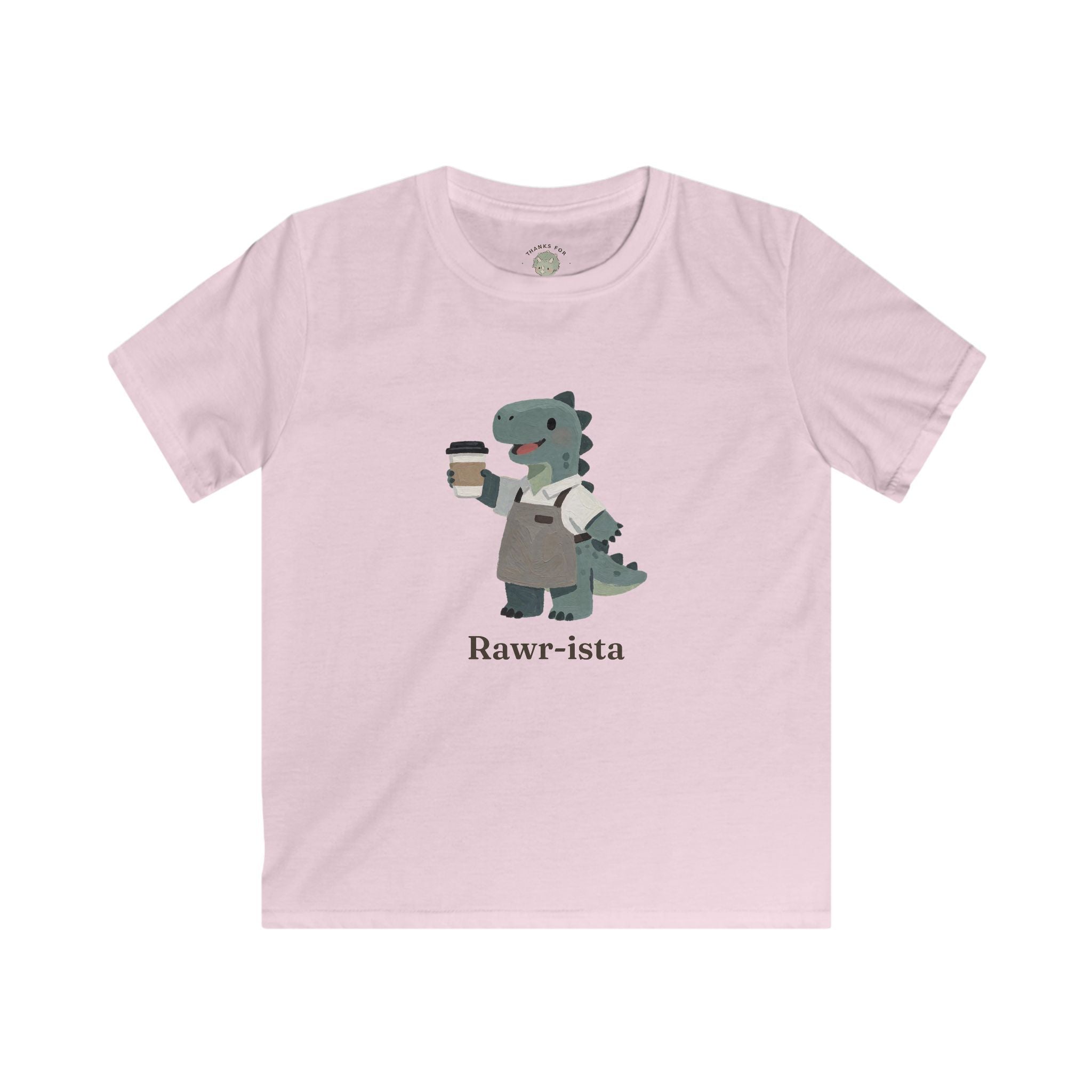 Kids Rawr-ista T-Shirt — Funny Coffee Dinosaur Barista Graphic Tee