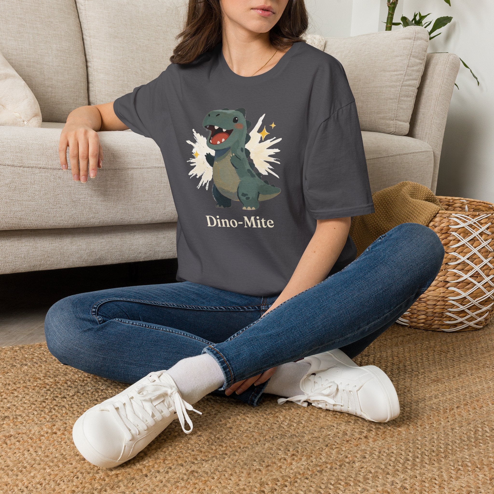 Dino-Mite T-Shirt — Cute Cheerful Dinosaur Pun Graphic Tee
