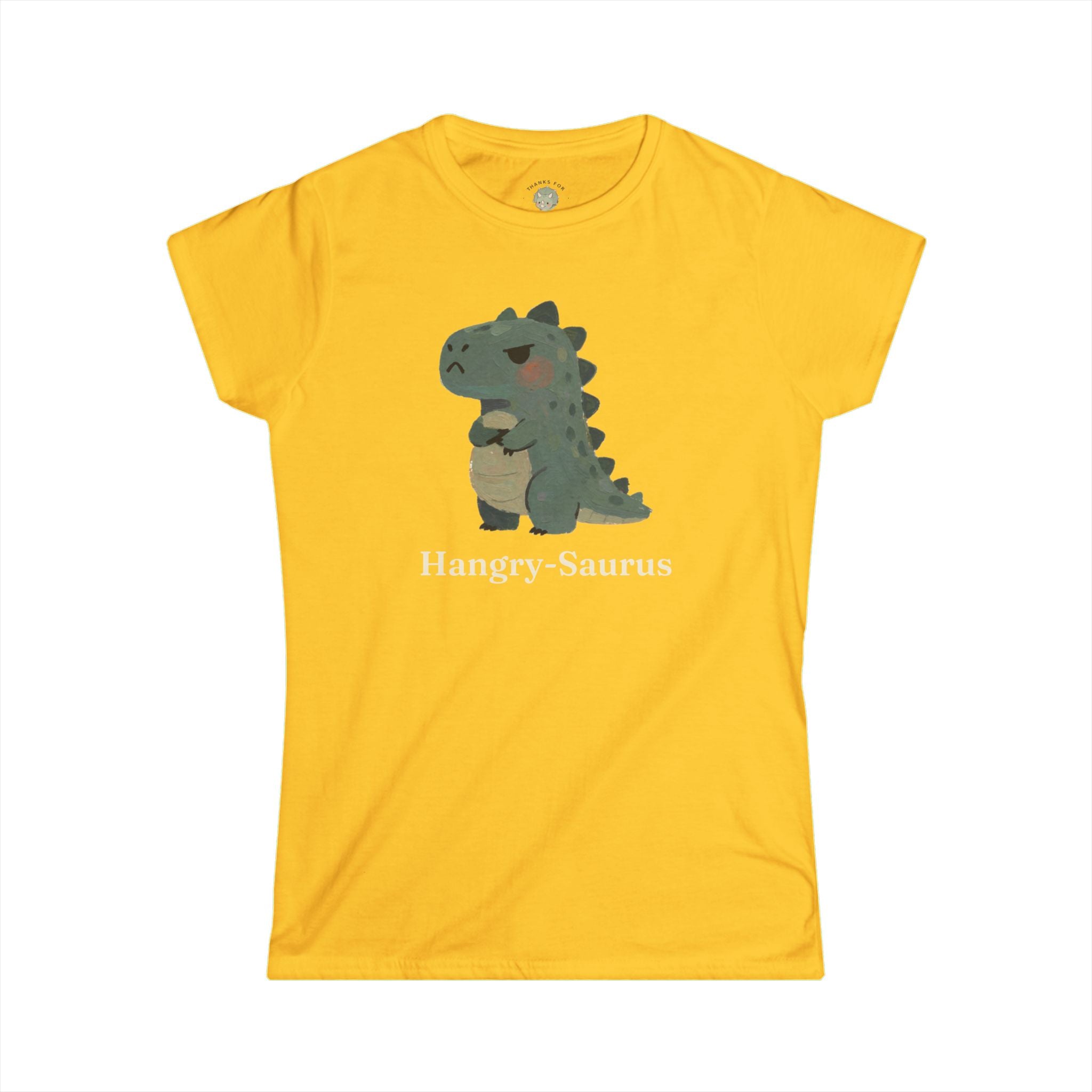 Women's Hangry-Saurus T-Shirt — Funny Hungry Grumpy Dinosaur Graphic Tee