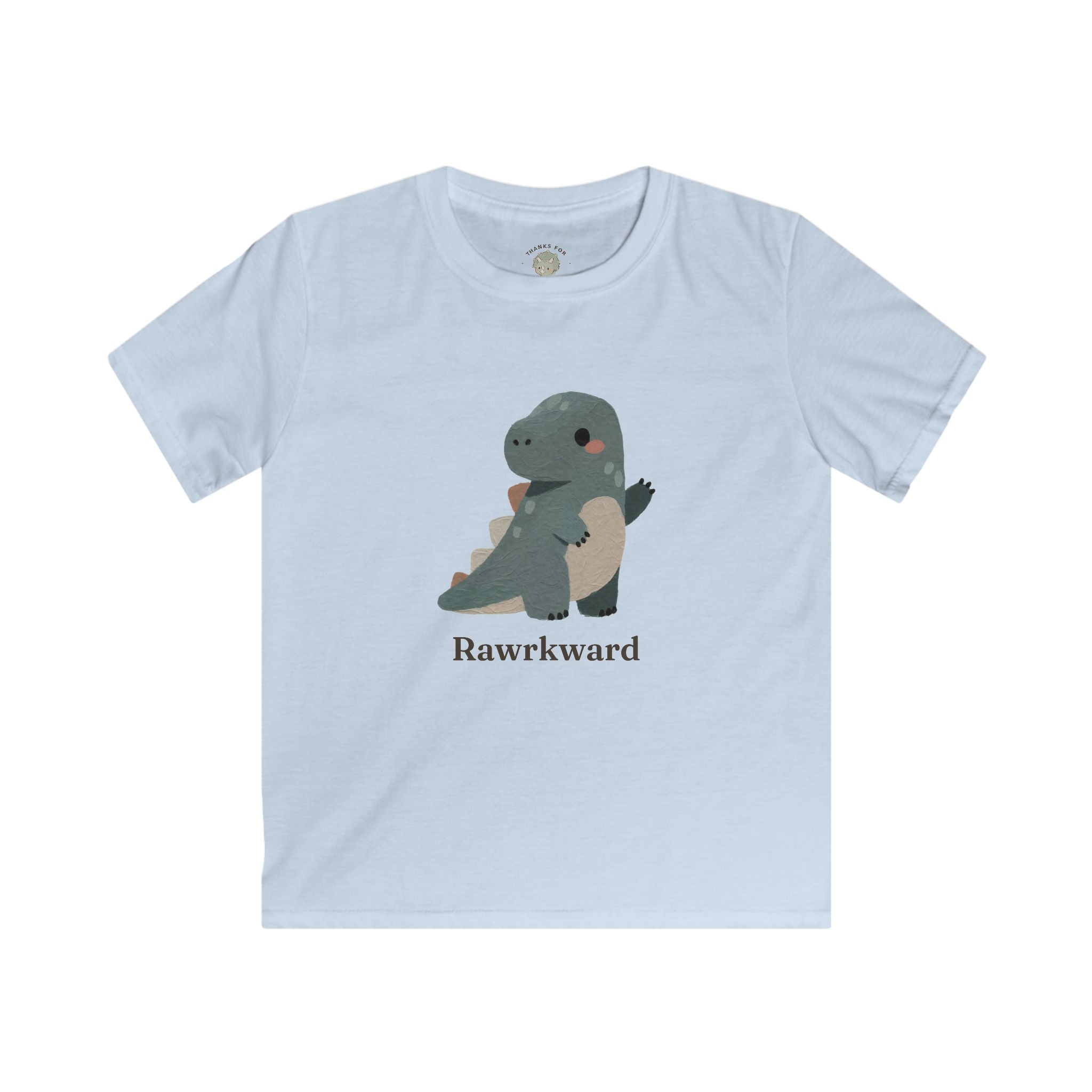 Kids Rawrkward T-Shirt — Funny Awkward Shy Dinosaur Graphic Tee