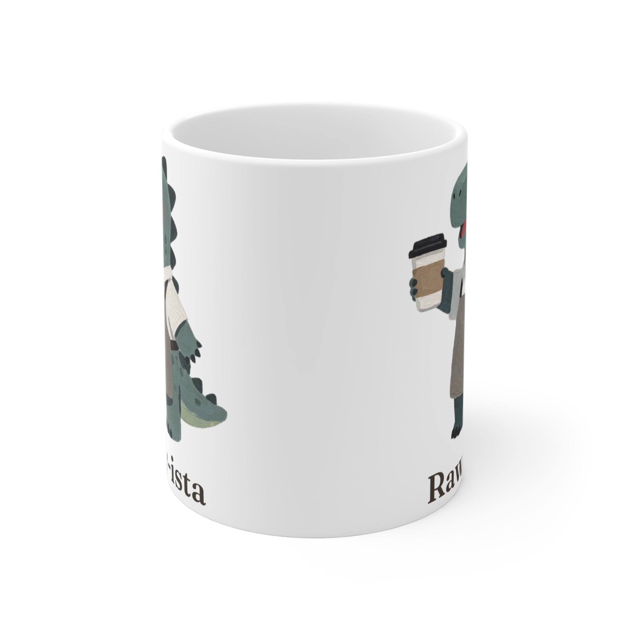 Rawr-ista Mug — Funny Coffee Dinosaur Barista Ceramic Mug