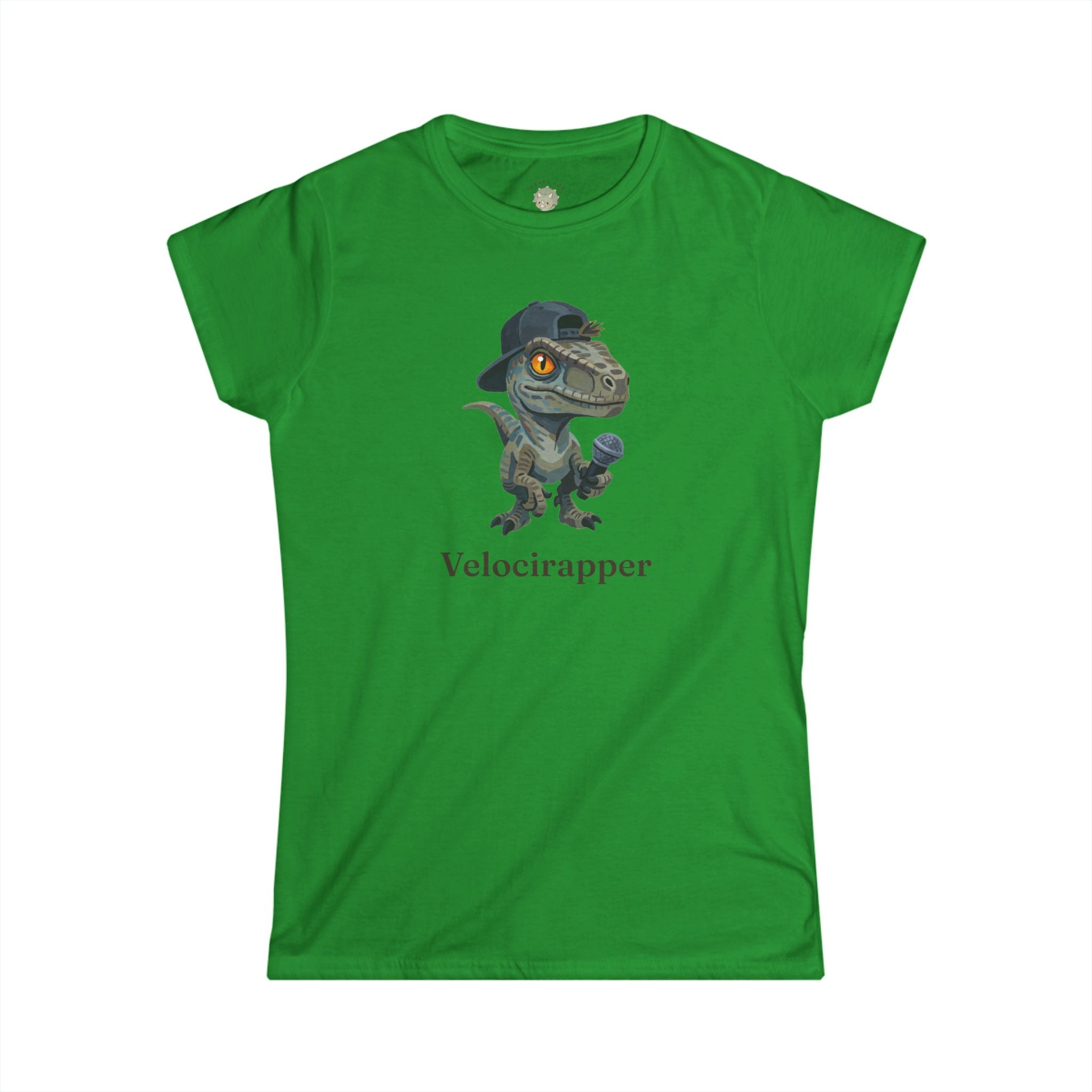 Women's Velocirapper T-Shirt — Funny Rapper Raptor Dinosaur Graphic Tee