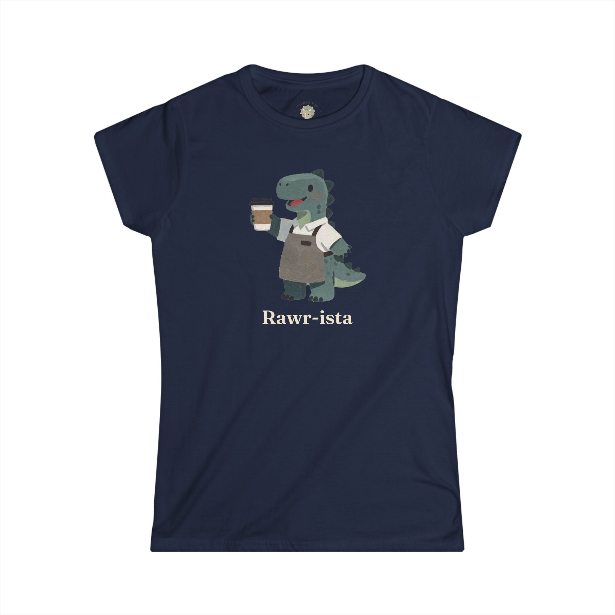 Women's Rawr-ista T-Shirt — Funny Coffee Dinosaur Barista Graphic Tee