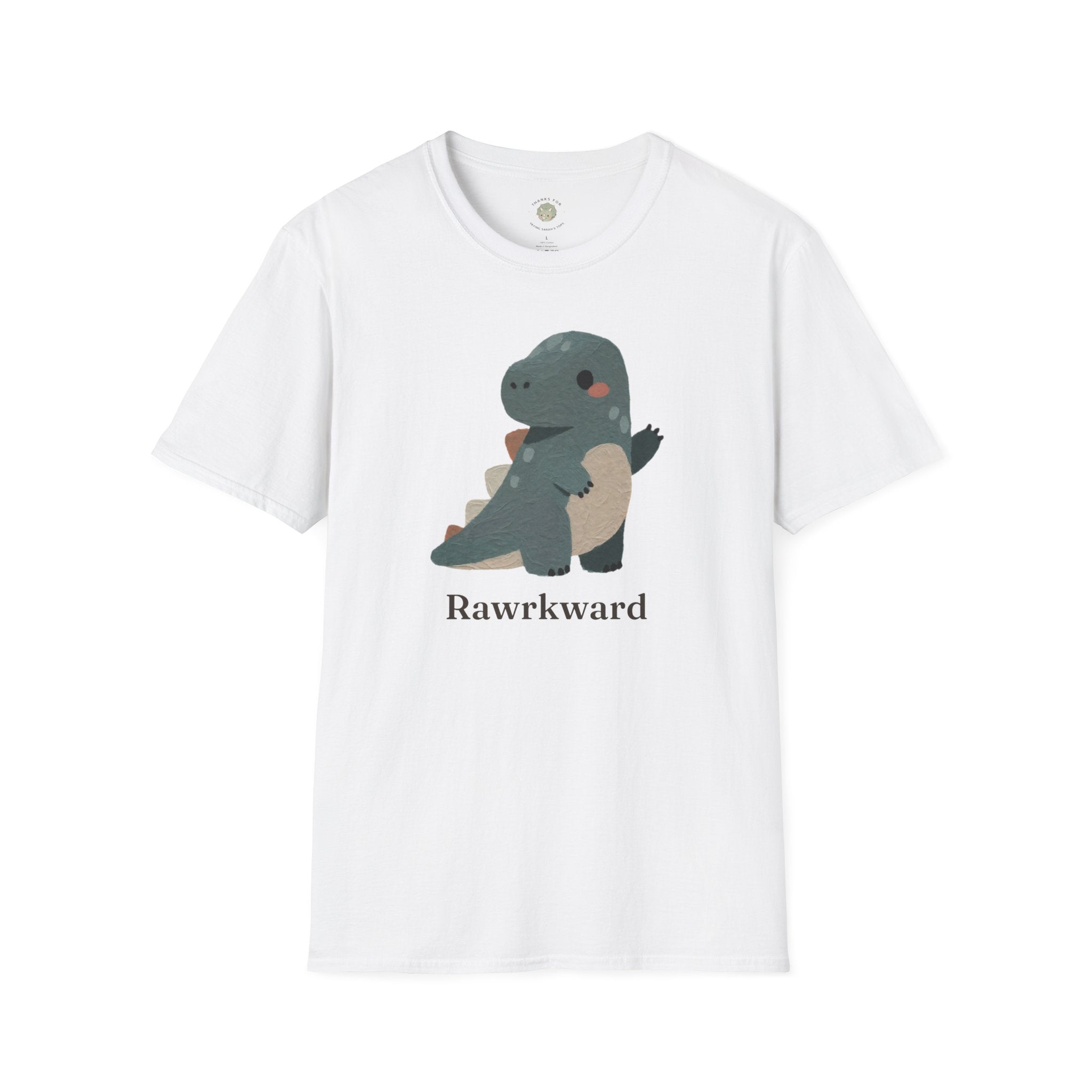 Rawrkward T-Shirt — Funny Awkward Shy Dinosaur Graphic Tee