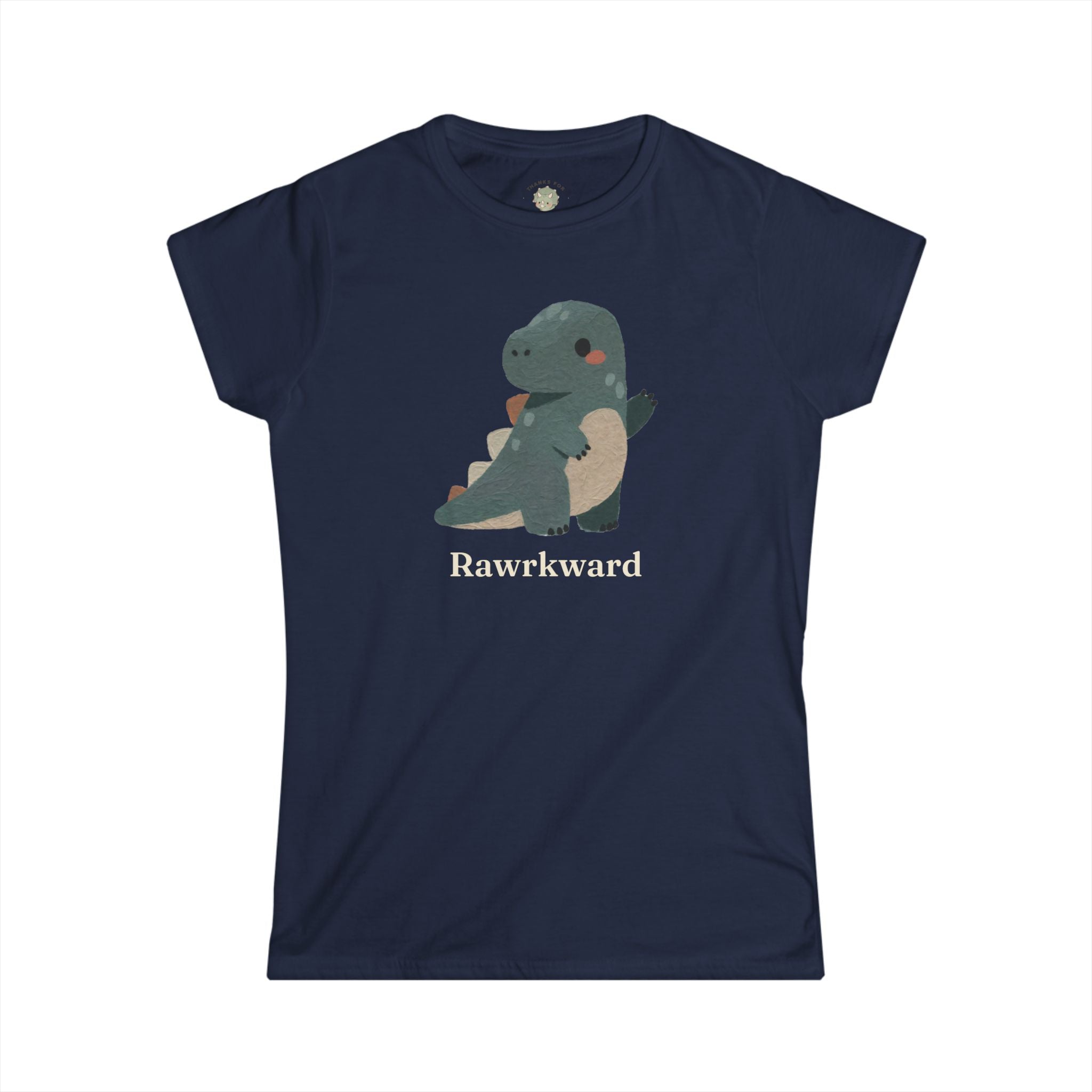 Women's Rawrkward T-Shirt — Funny Awkward Shy Dinosaur Graphic Tee