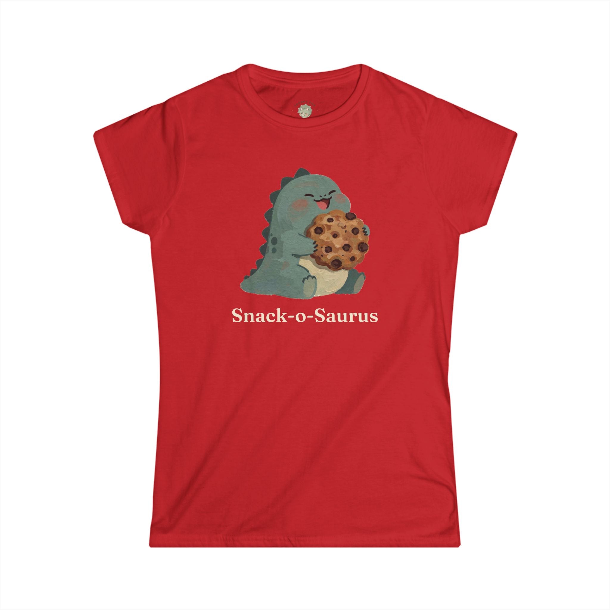 Women's Snack-o-Saurus T-Shirt — Cute Cookie Dinosaur Snack Graphic Tee