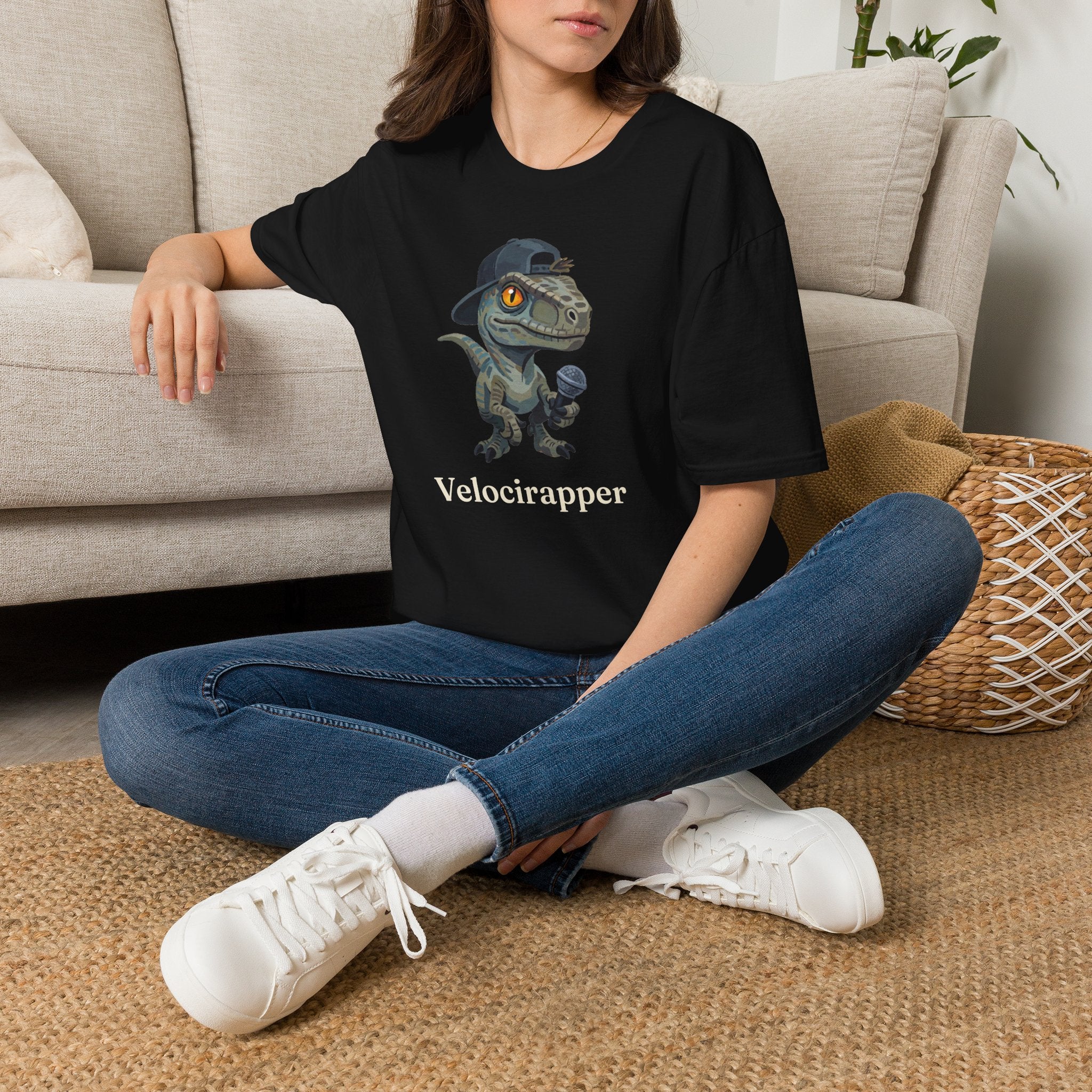 Velocirapper T-Shirt — Funny Rapper Raptor Dinosaur Graphic Tee