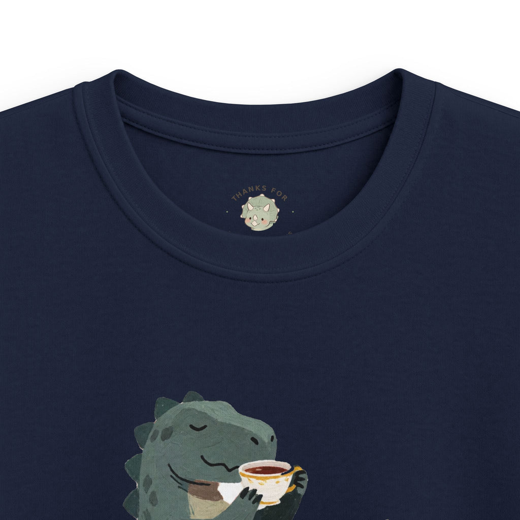 Kids Sip Happens T-Shirt — Funny Dinosaur Coffee Tea Graphic Tee