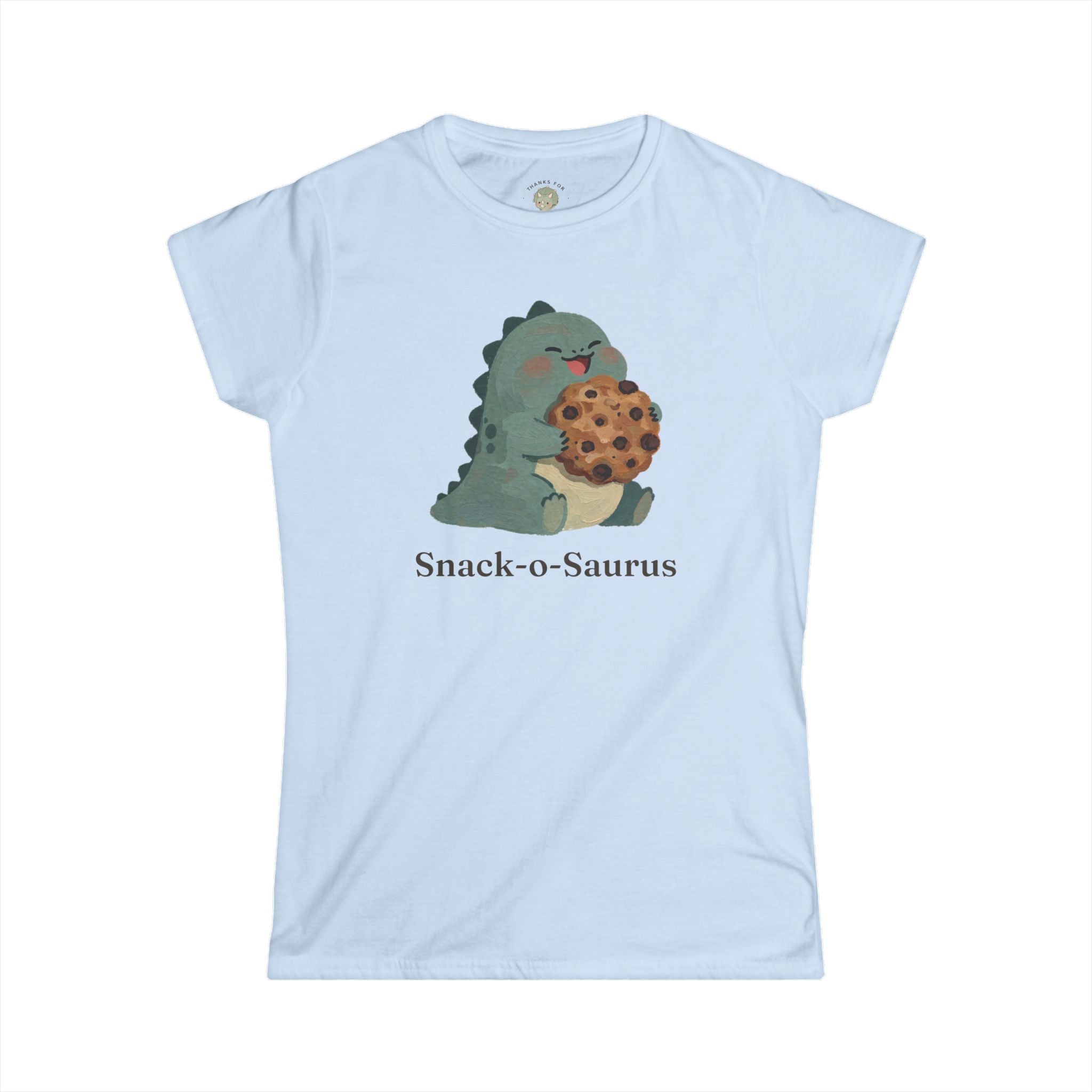 Women's Snack-o-Saurus T-Shirt — Cute Cookie Dinosaur Snack Graphic Tee