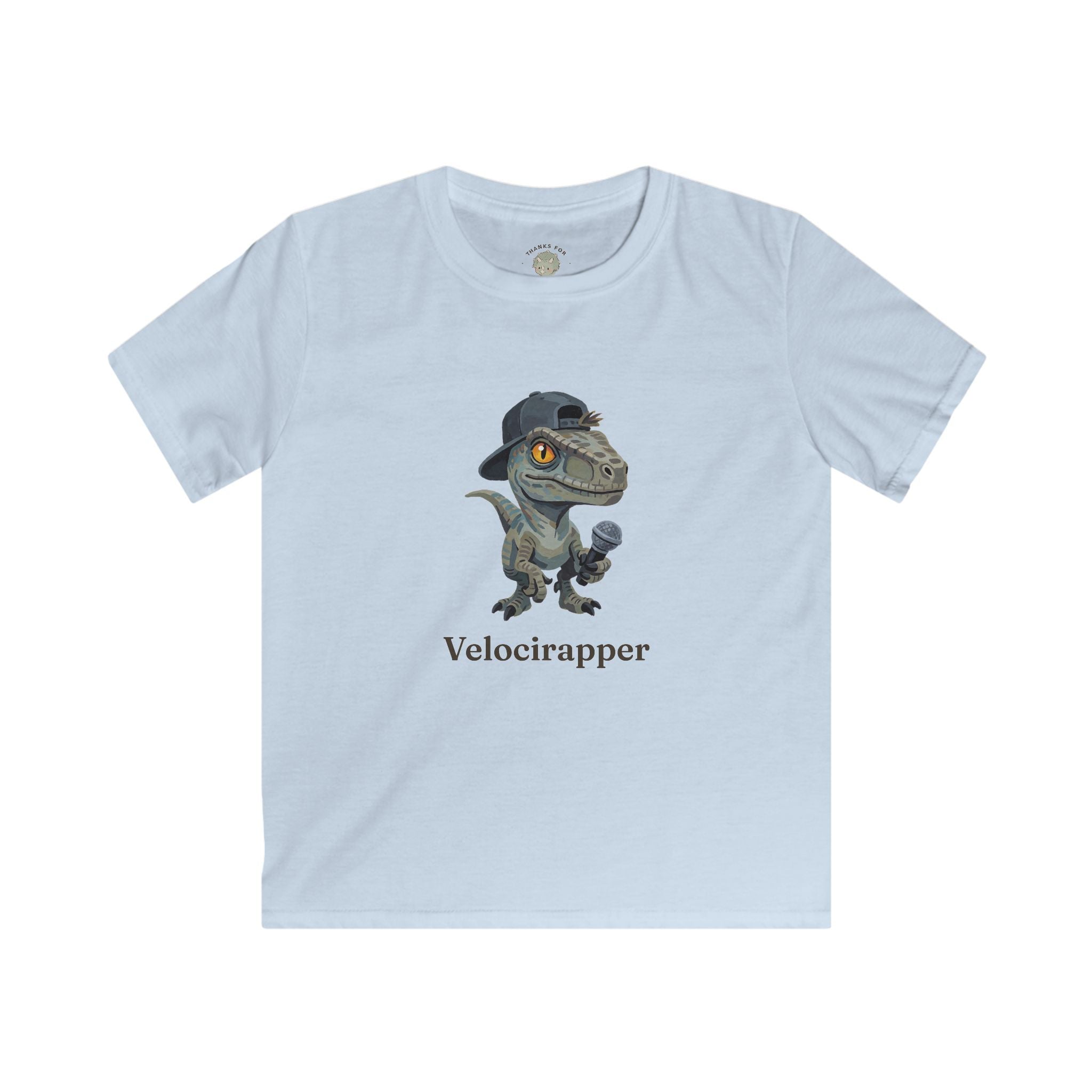 Kids Velocirapper T-Shirt — Funny Rapper Raptor Dinosaur Graphic Tee