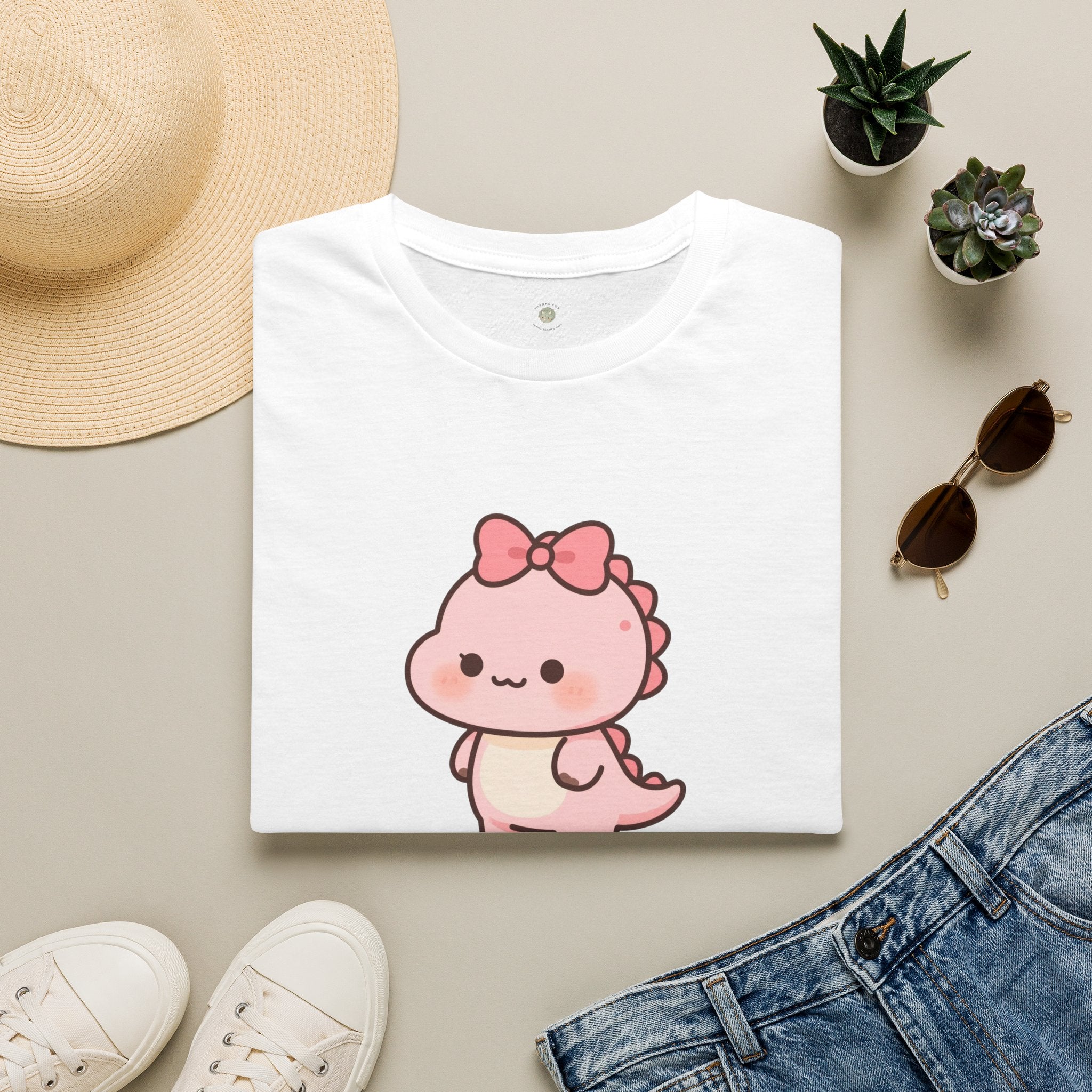 Personalized Girl Dinosaur T-Shirt — Custom Name Dino Tee