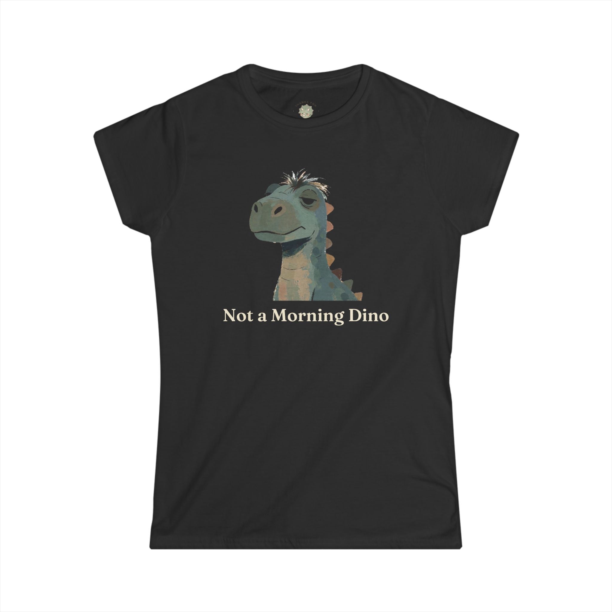 Women's Not a Morning Dino T-Shirt — Funny Sleepy Dinosaur Graphic Tee