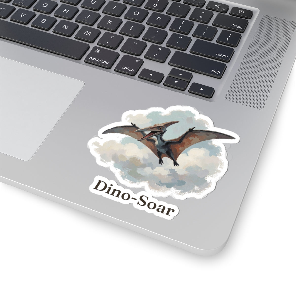 Dino-Soar Sticker — Cute Flying Pterodactyl Pun Vinyl Sticker