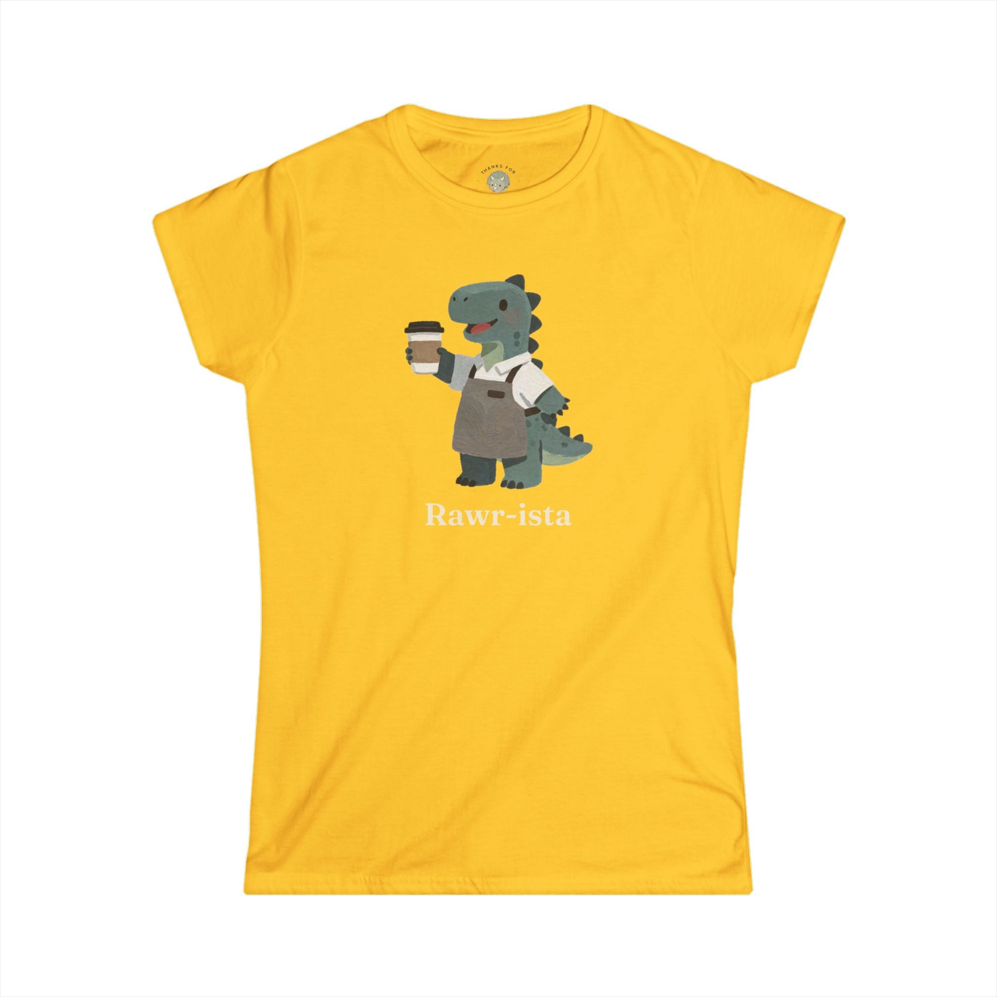 Women's Rawr-ista T-Shirt — Funny Coffee Dinosaur Barista Graphic Tee