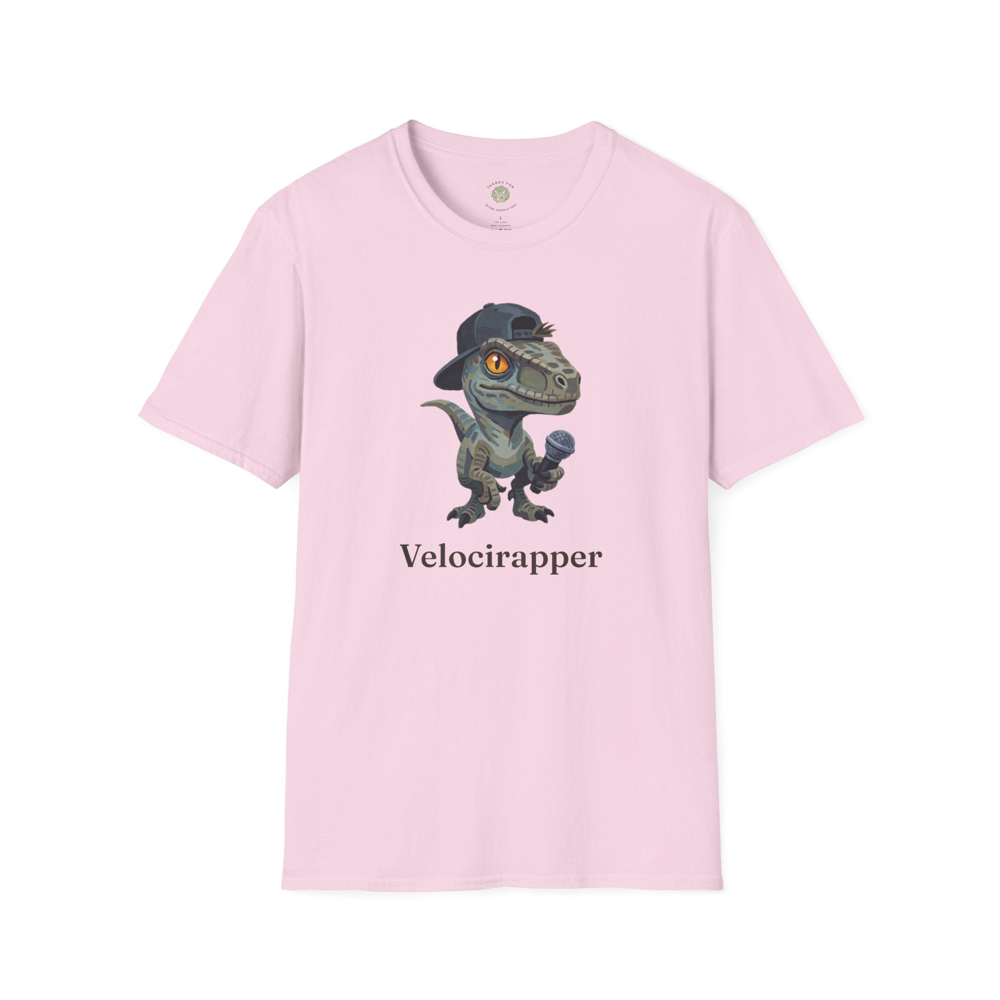 Velocirapper T-Shirt — Funny Rapper Raptor Dinosaur Graphic Tee