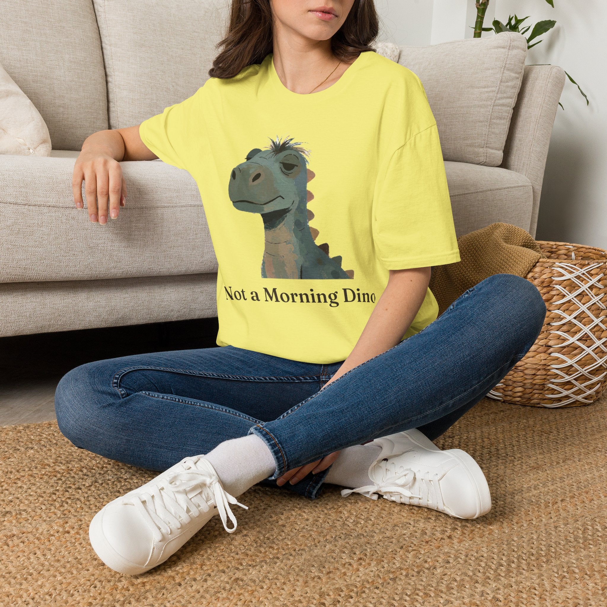 Not a Morning Dino T-Shirt — Funny Sleepy Dinosaur Graphic Tee