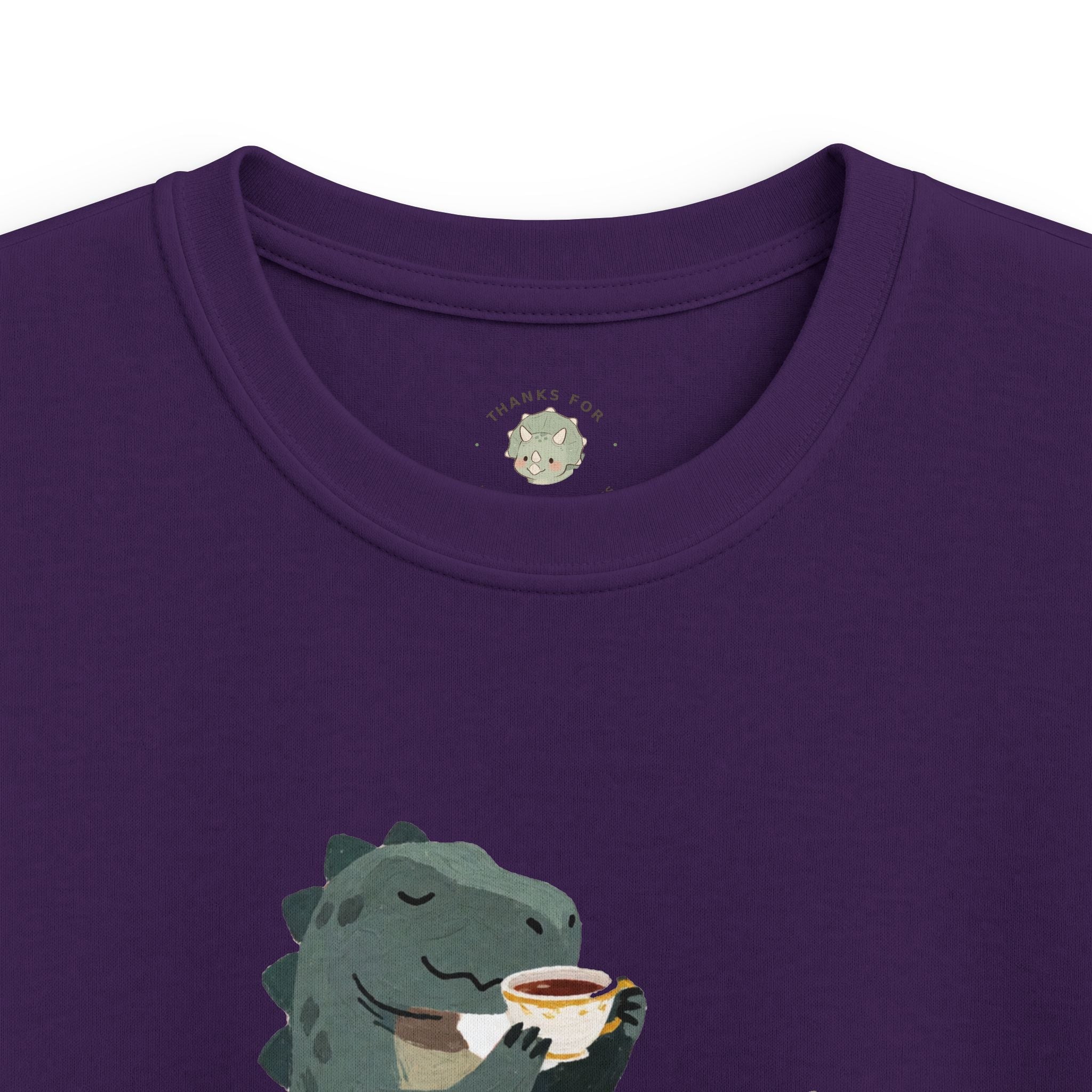 Kids Sip Happens T-Shirt — Funny Dinosaur Coffee Tea Graphic Tee