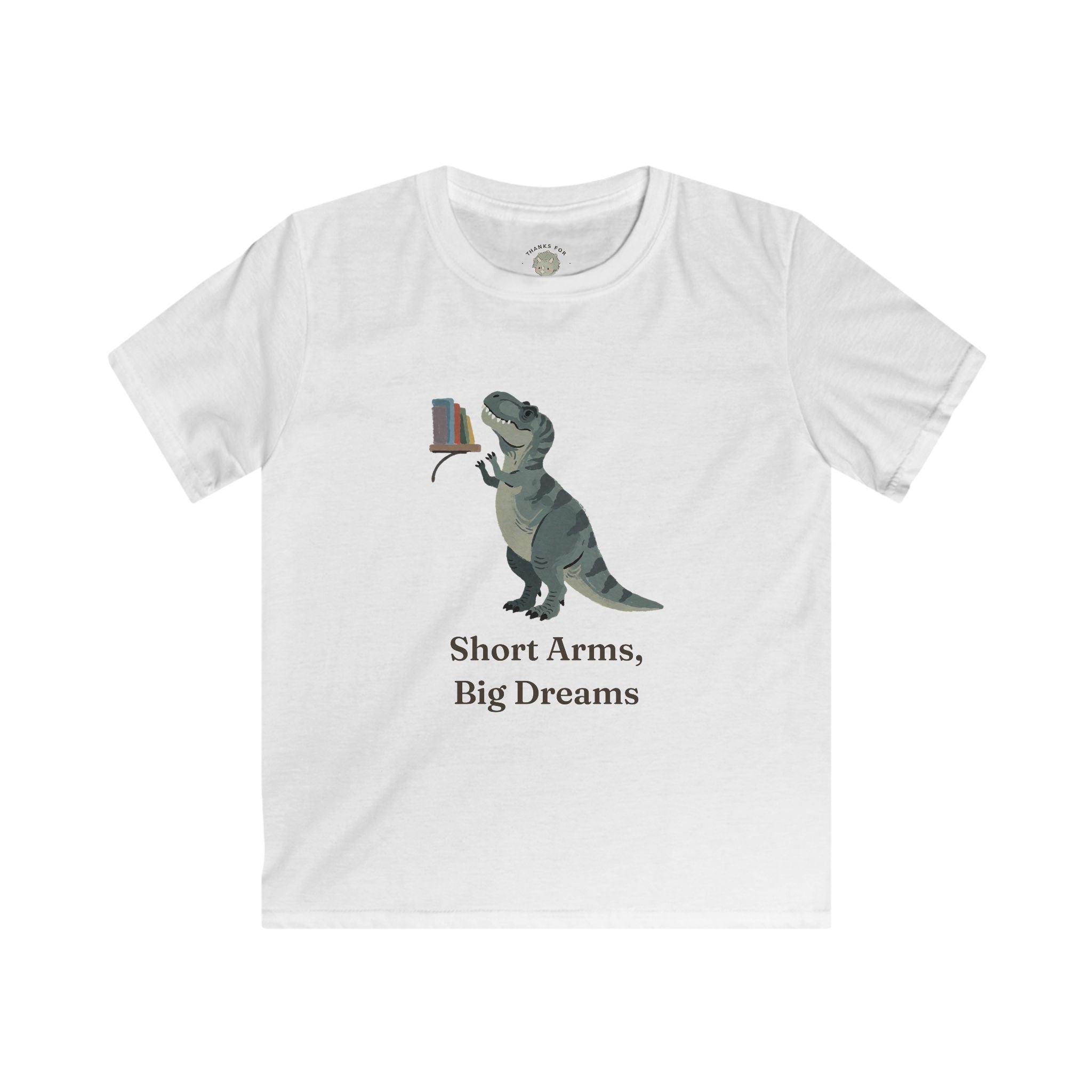 Kids Short Arms, Big Dreams T-Shirt — Funny Motivational T-Rex Graphic Tee
